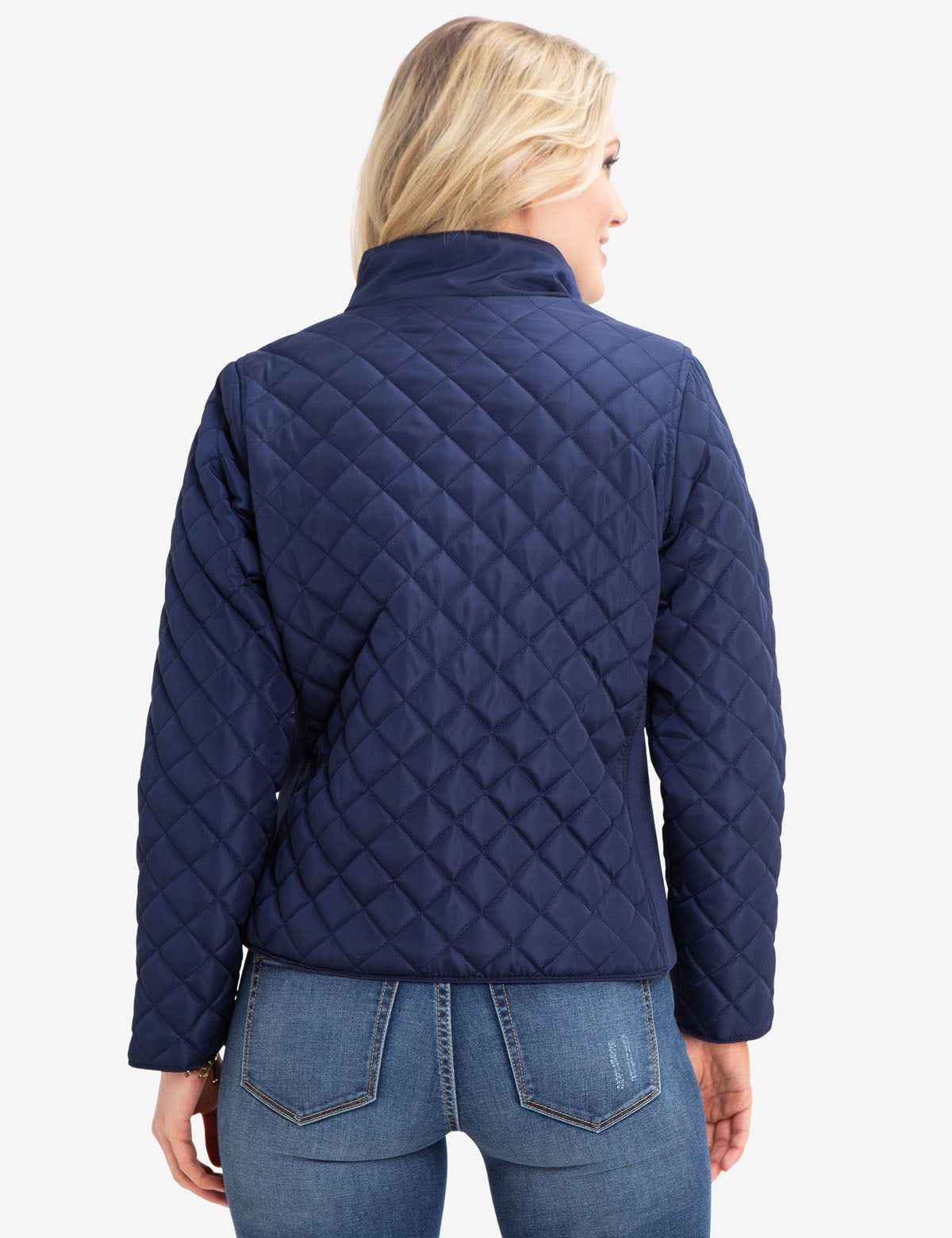 Diamond Quilted Knit Jacket with Embroidered Logo