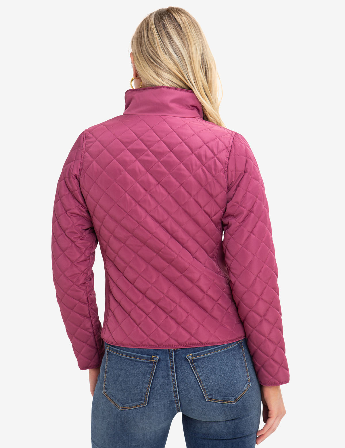 Diamond Quilted Knit Jacket with Embroidered Logo
