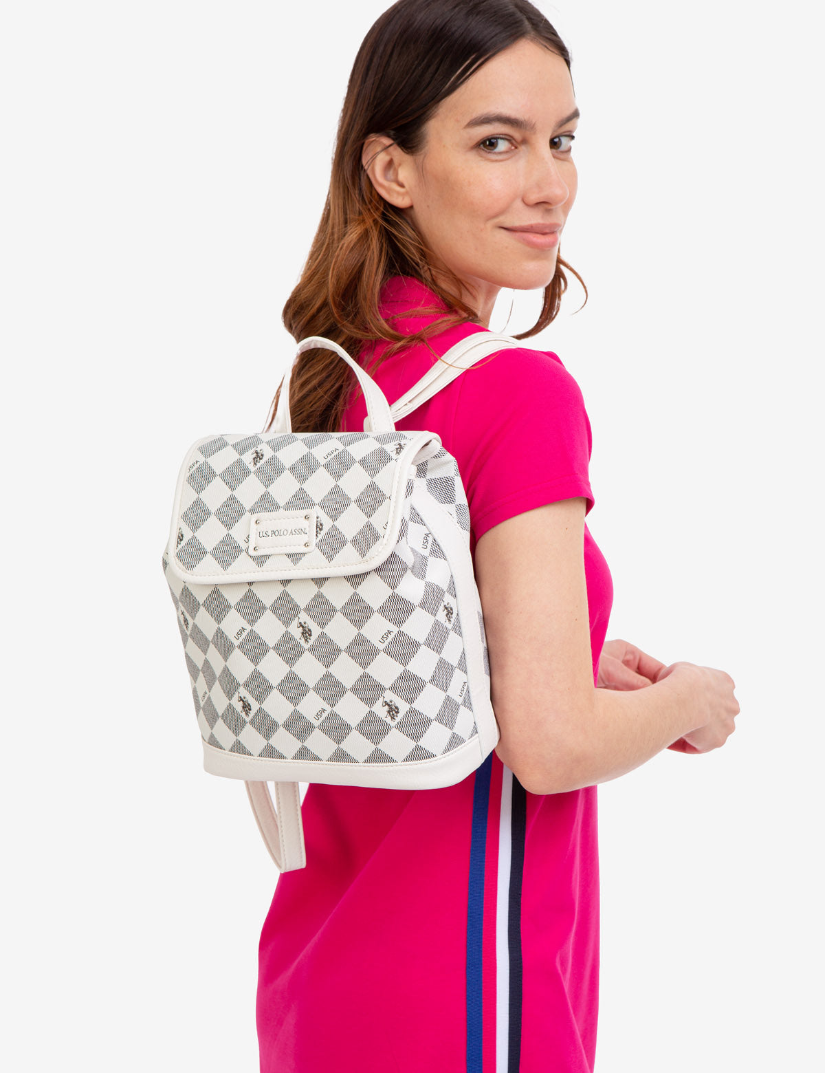 USPA Diamond Signature PU Backpack – Two-Tone Design with Interior Pockets