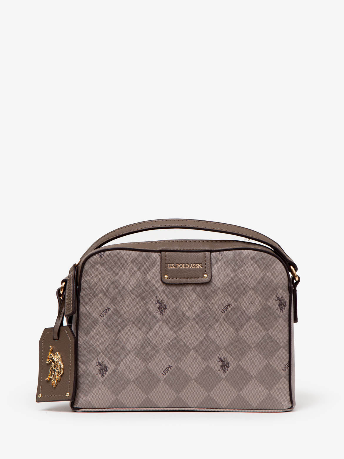 USPA Diamond Signature Crossbody Bag with Adjustable Strap & Zip Pockets