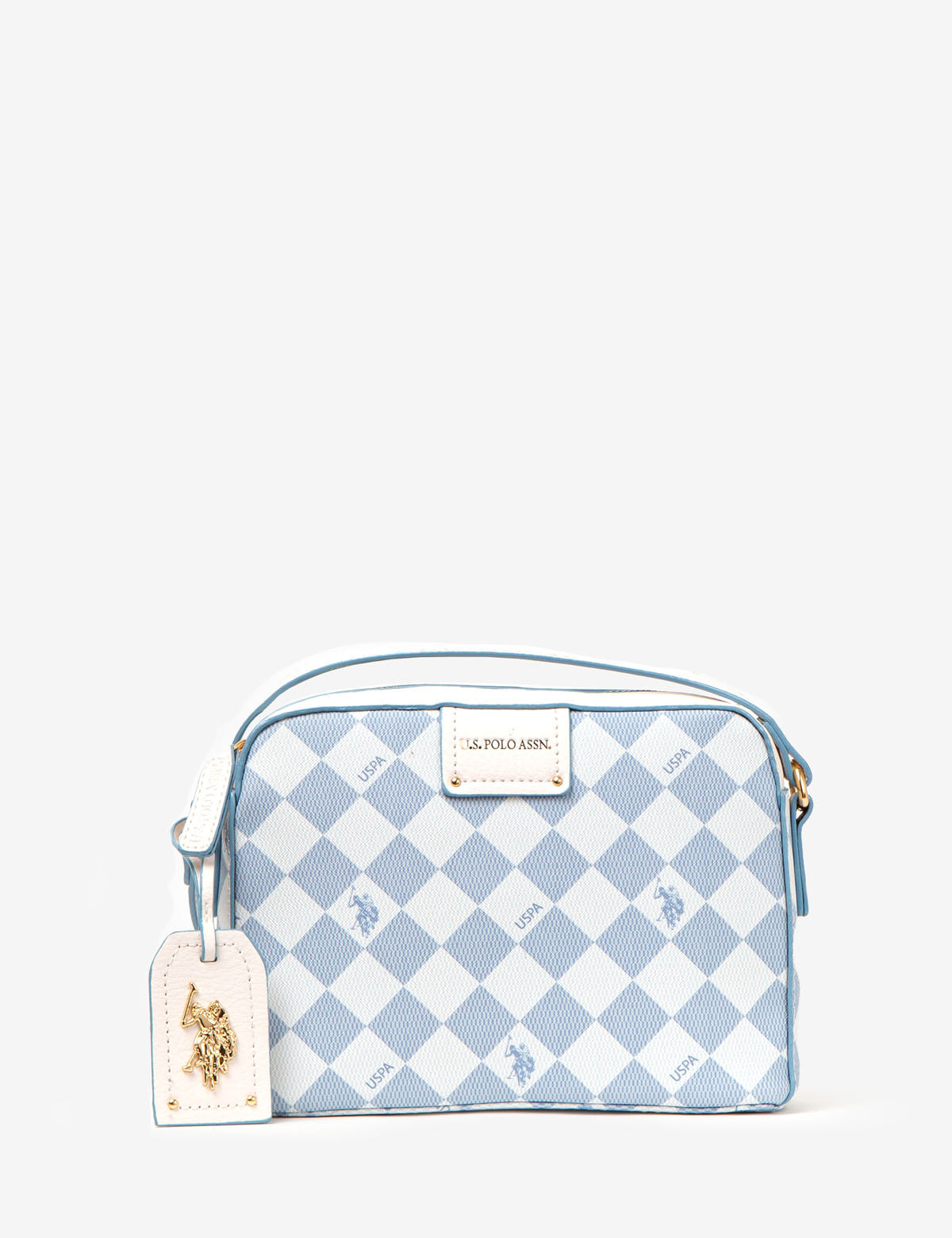 USPA Diamond Signature Crossbody Bag with Adjustable Strap & Zip Pockets