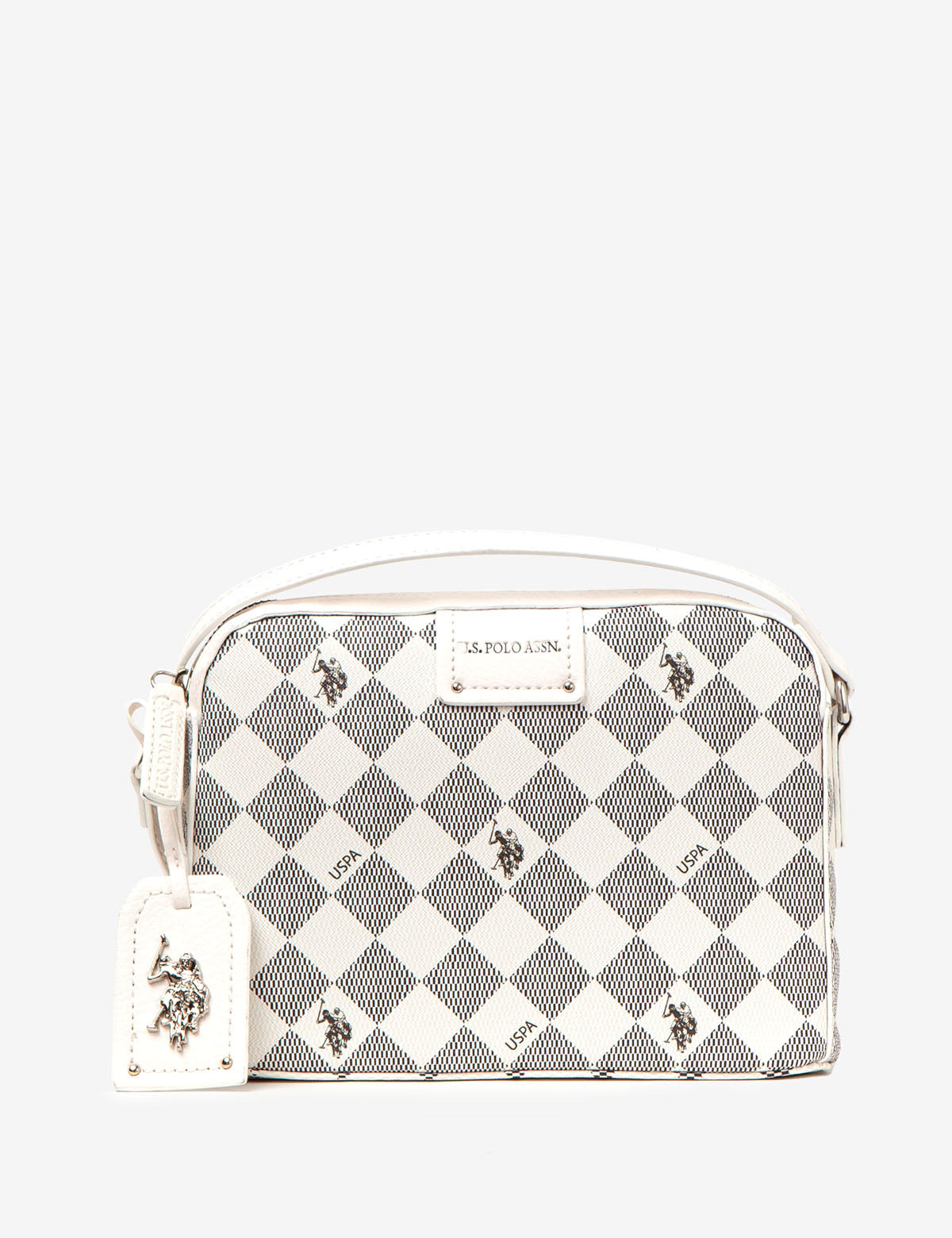 USPA Diamond Signature Crossbody Bag with Adjustable Strap & Zip Pockets
