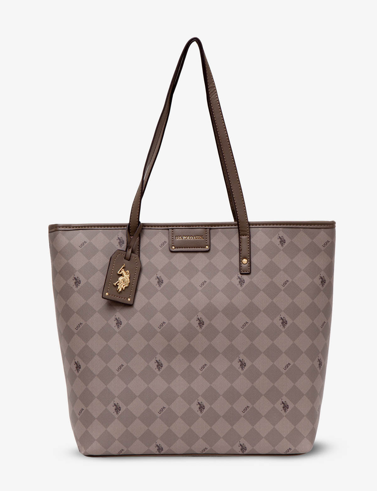 USPA Diamond Signature Tote Bag - PU Leather Zip Top Tote