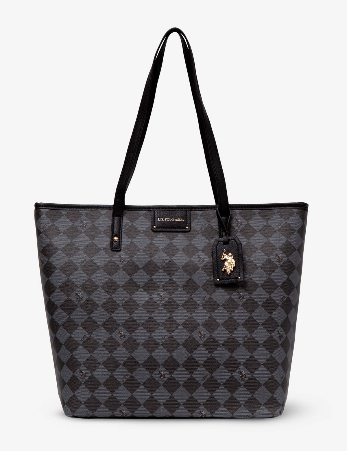 USPA Diamond Signature Tote Bag - PU Leather Zip Top Tote