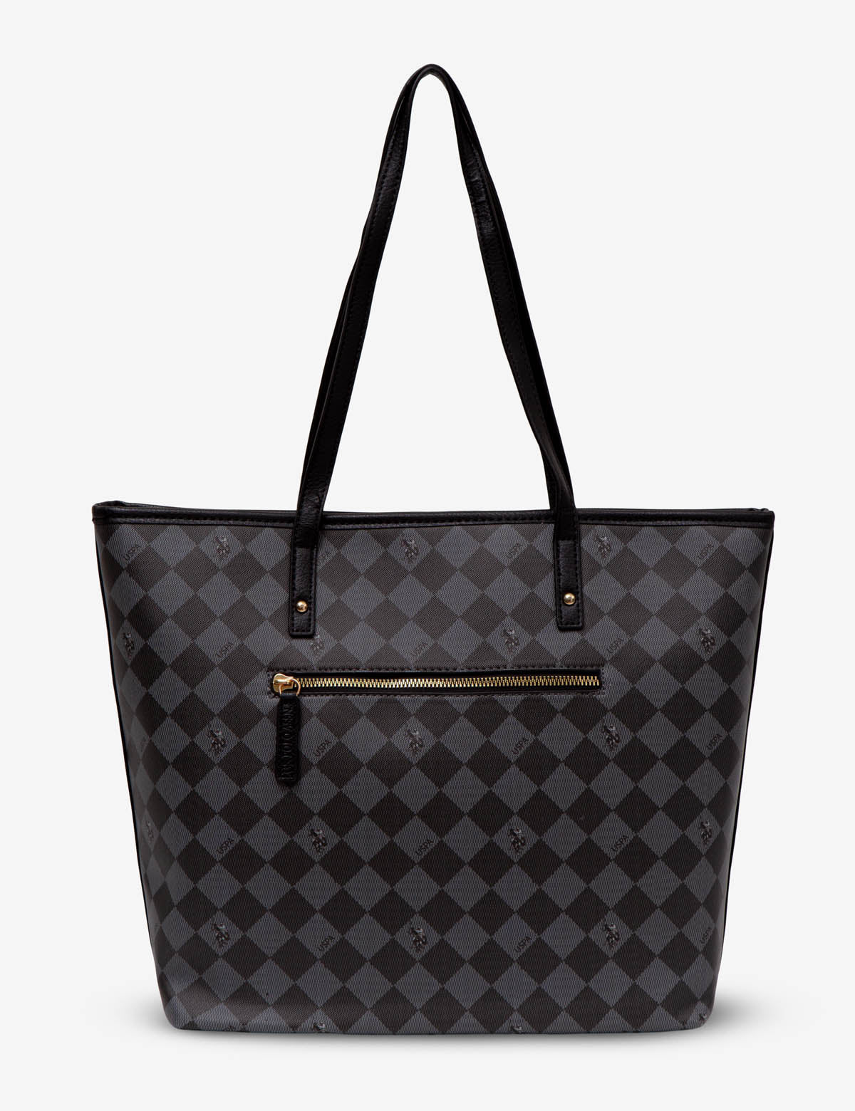 USPA Diamond Signature Tote Bag - PU Leather Zip Top Tote