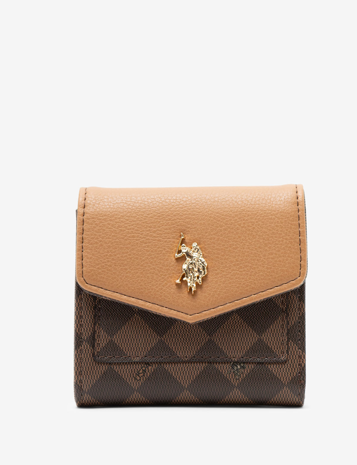 Diamond Small Flap Wallet - PU Leather with Multiple Pockets