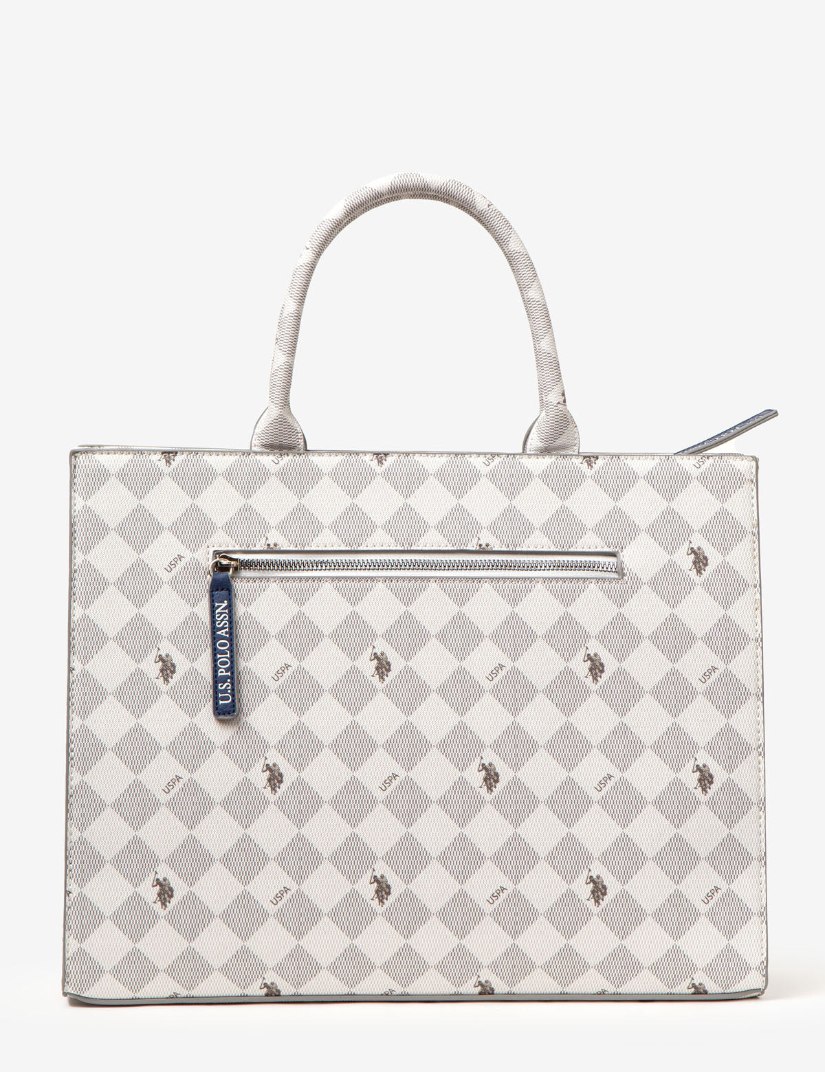 Diamond Stripe Canvas Book Tote Bag with Crossbody Strap