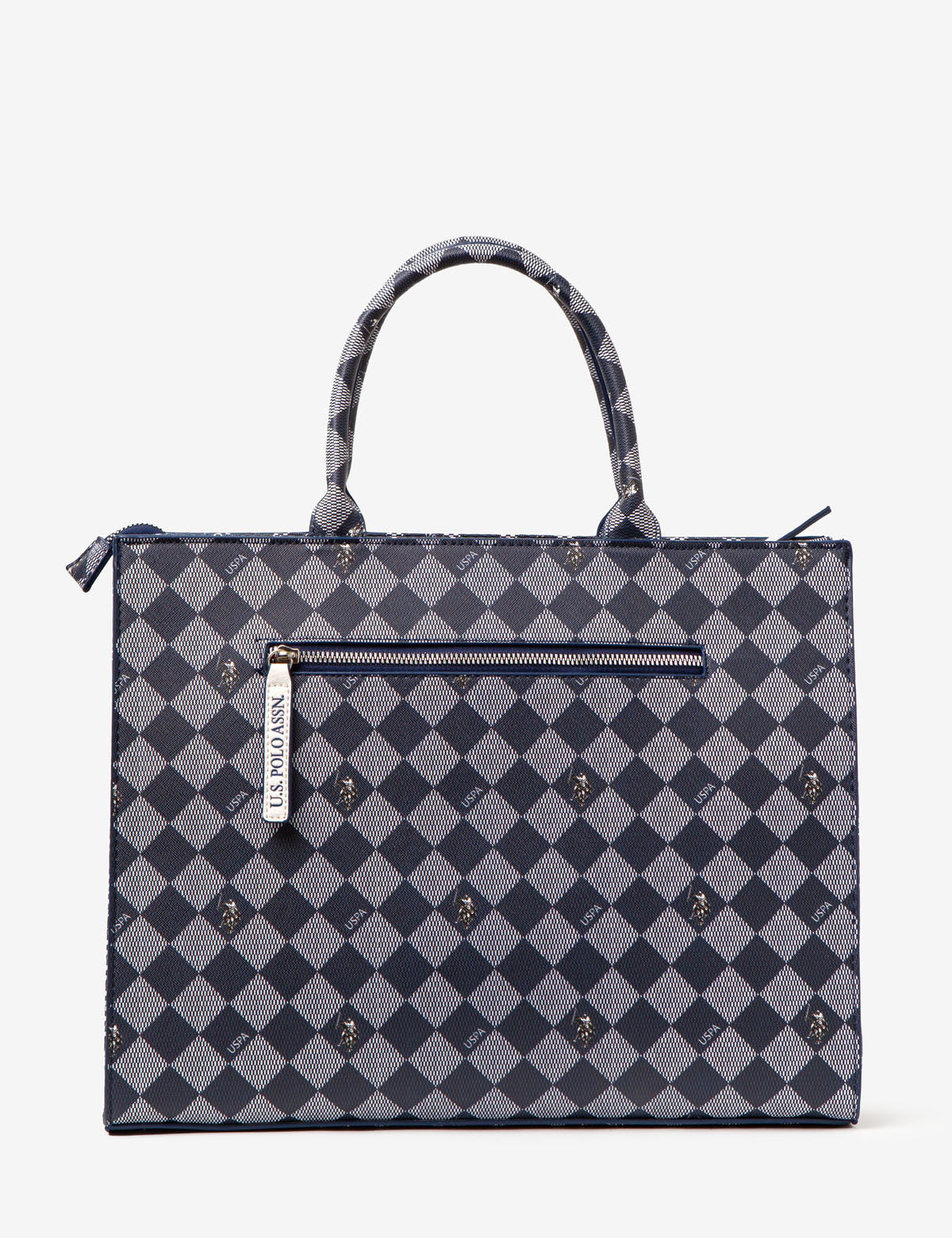 Diamond Stripe Canvas Book Tote Bag with Crossbody Strap