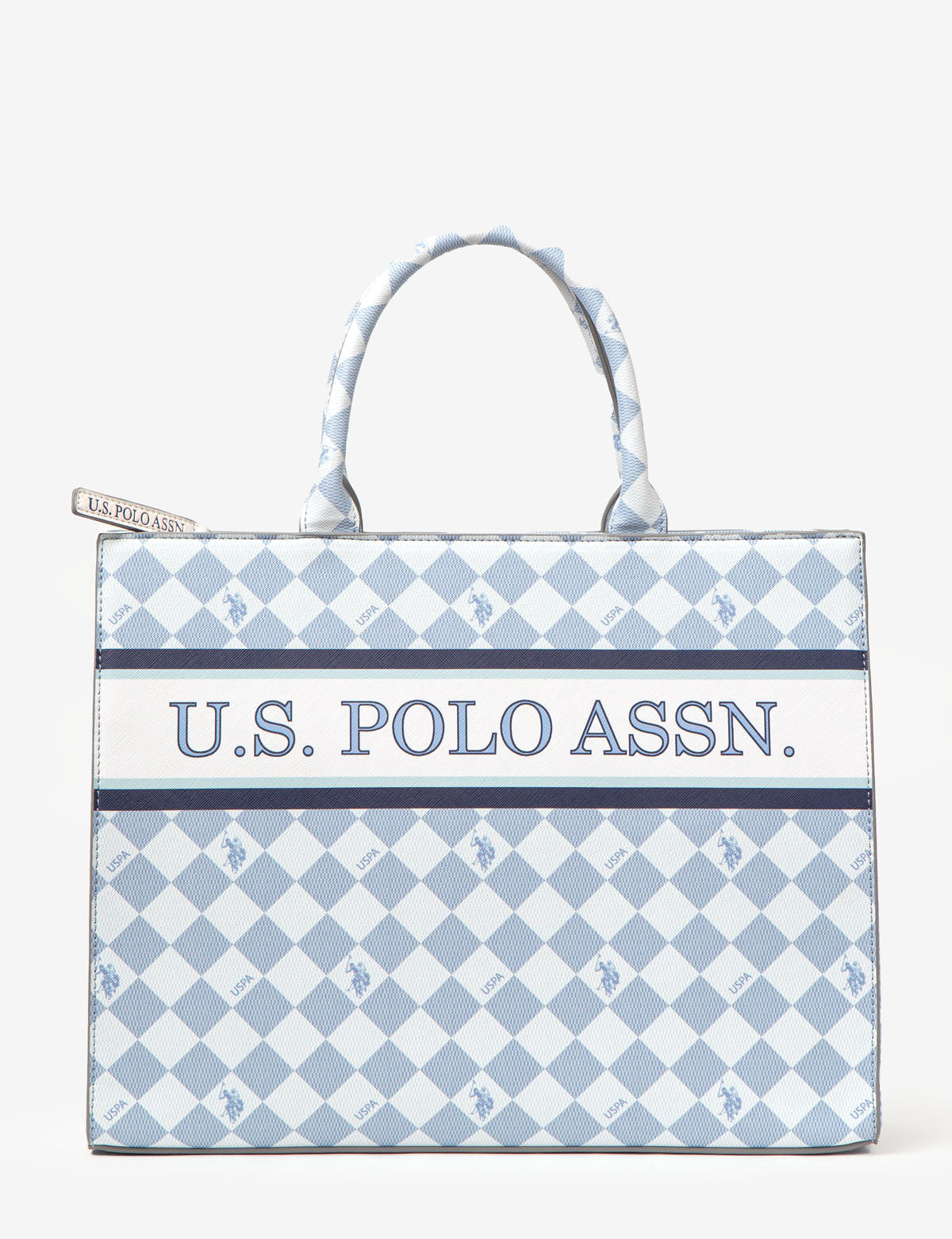 Diamond Stripe Canvas Book Tote Bag with Crossbody Strap