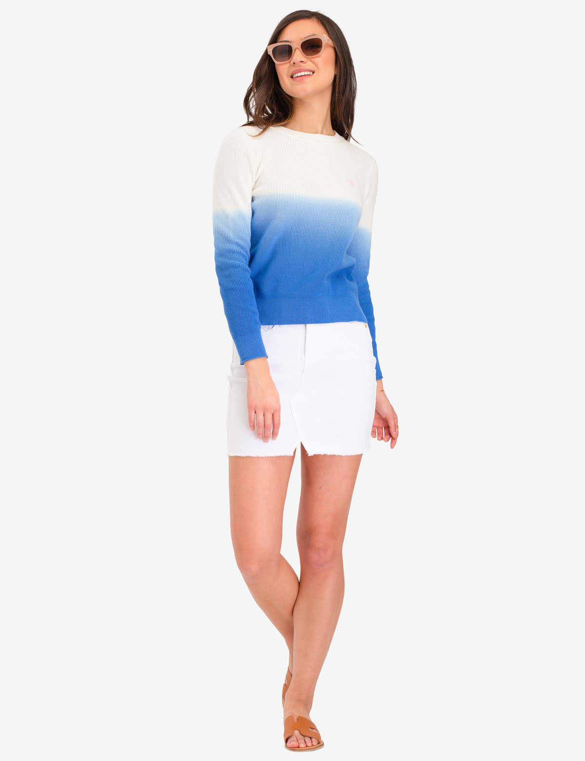 Dip Dye Sweater with Vented Sides & Embroidered Logo