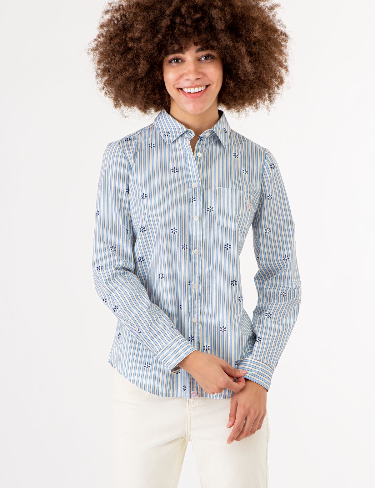 Women's Floral Print Long Sleeve Poplin Shirt