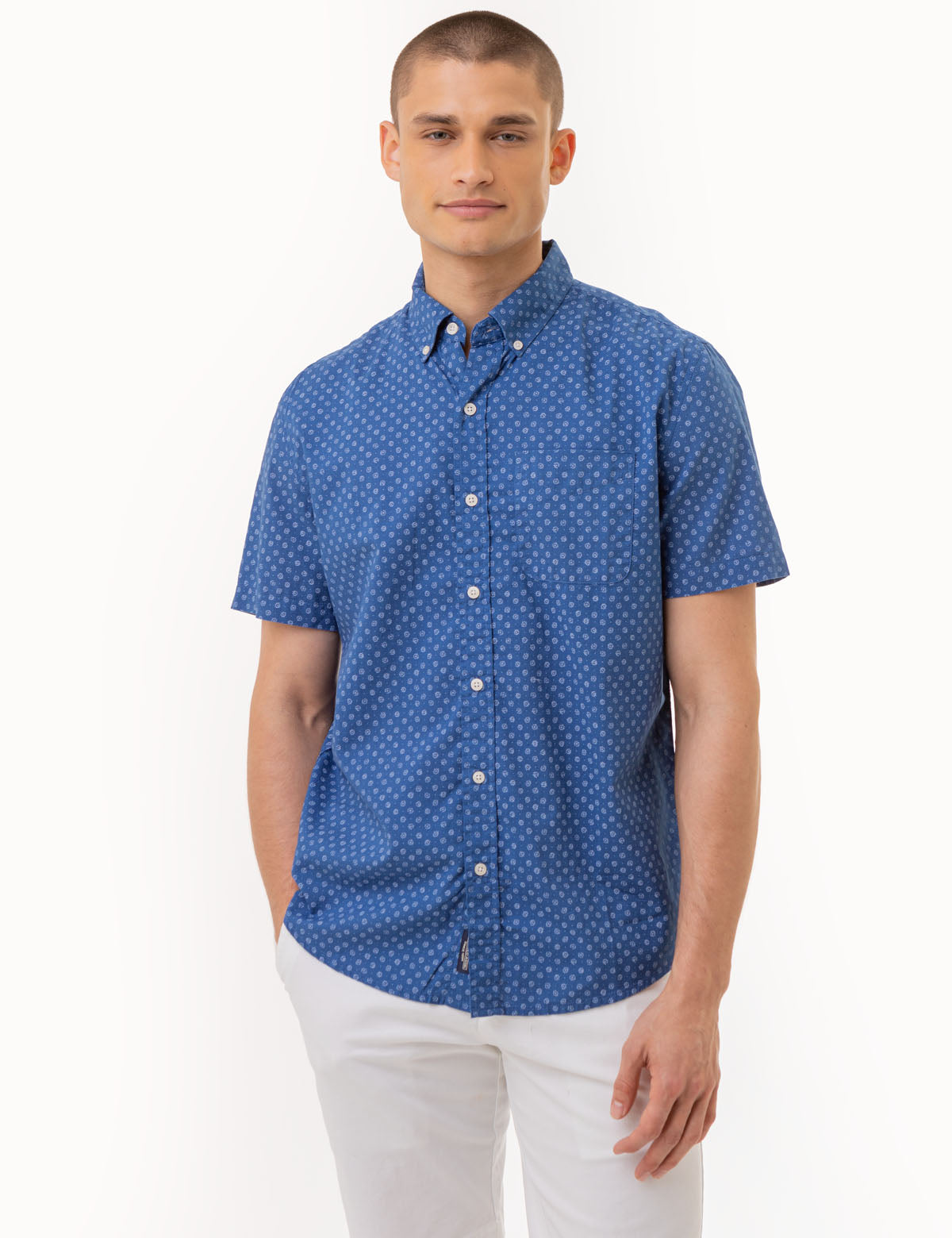 Floral Print Short Sleeve Woven Shirt for Women