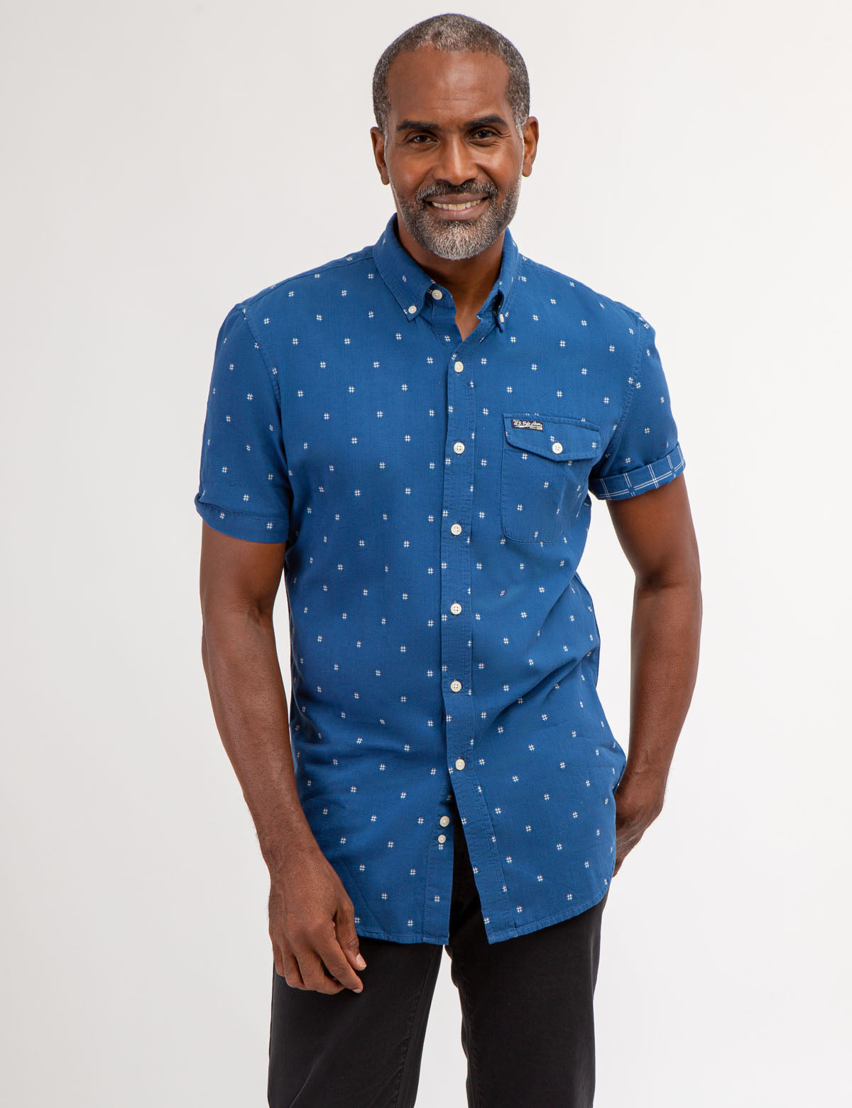 Dobby Double-Sided Pattern Short Sleeve Shirt - 100% Cotton