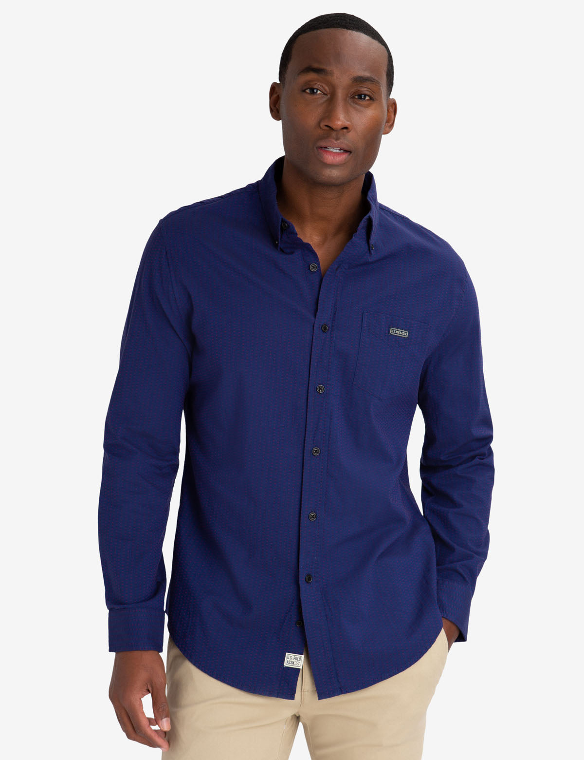 U.S. Polo Assn. Dobby Cotton Shirt with Collar & Pocket
