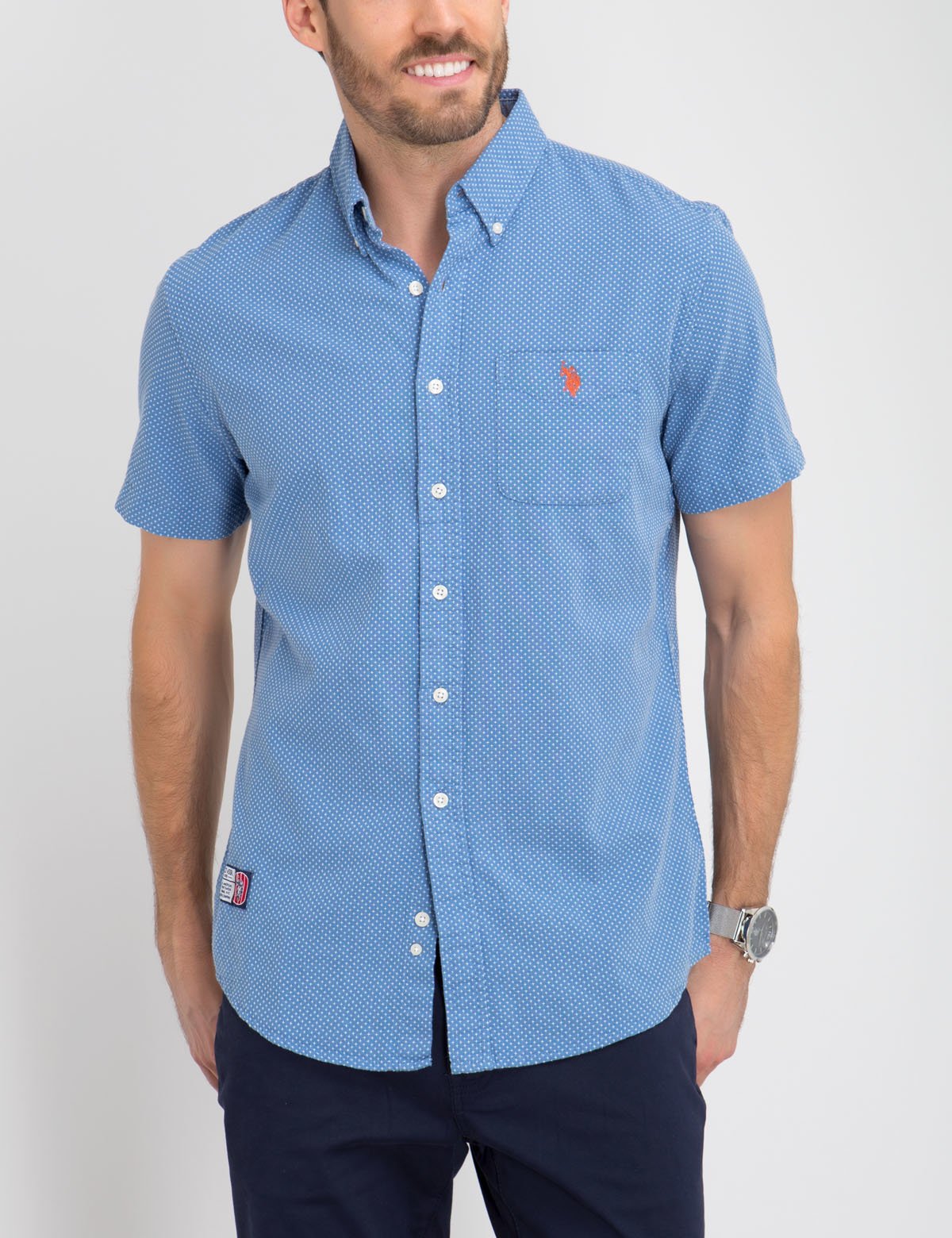 Men's Cotton Dobby Stitch Short Sleeve Polo Shirt