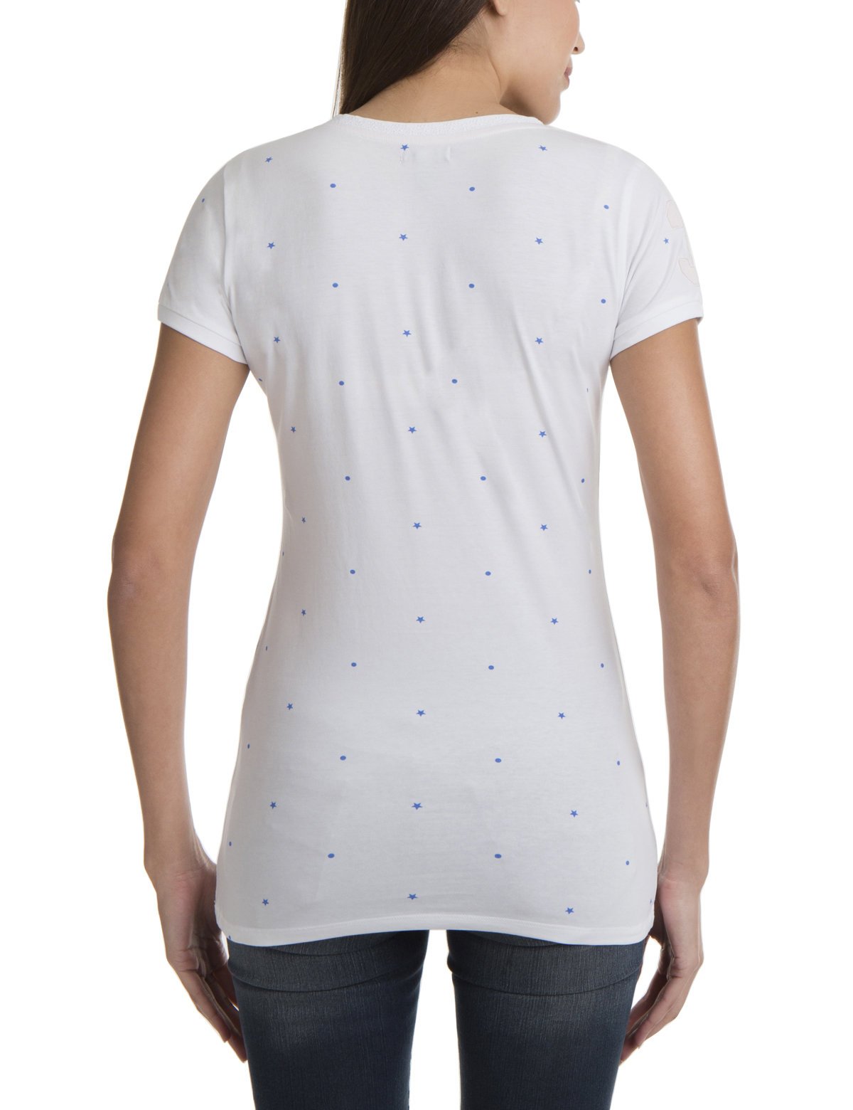 Dot & Star Print Cotton V-Neck T-Shirt for Women & Men