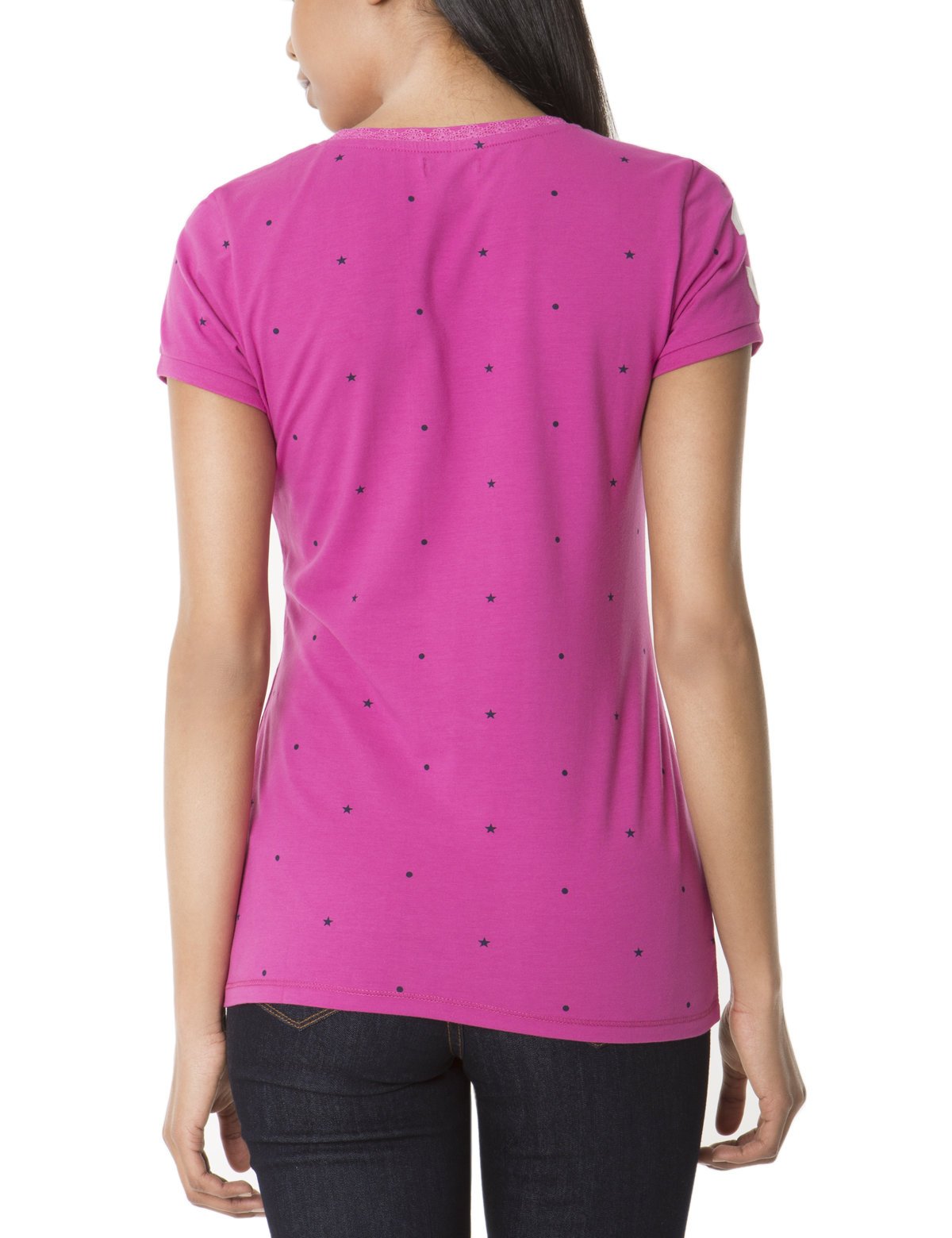 Dot & Star Print Cotton V-Neck T-Shirt for Women & Men
