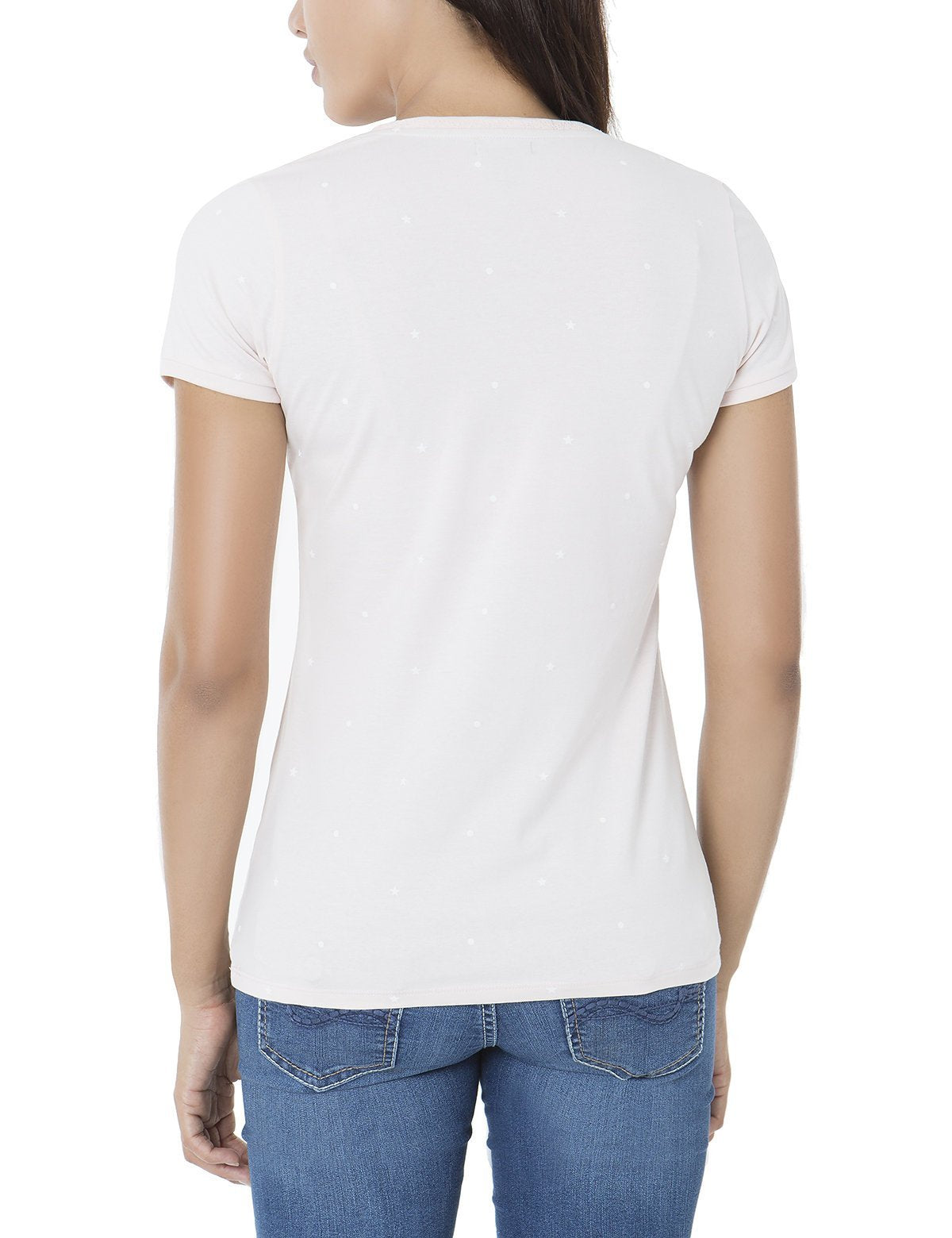 Dot & Star Print Cotton V-Neck T-Shirt for Women & Men