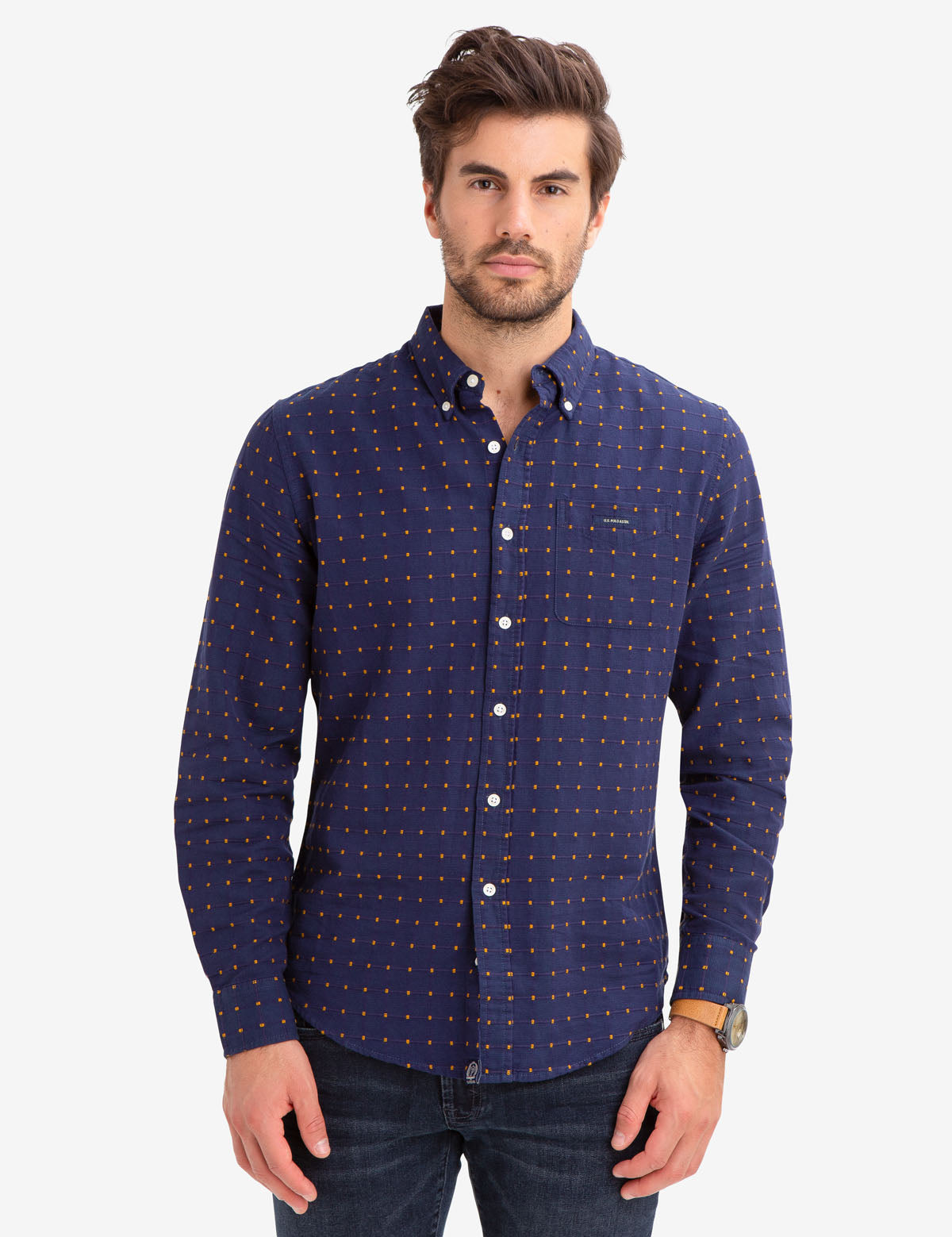 U.S. Polo Assn. Cotton Dot Button-Up Shirt