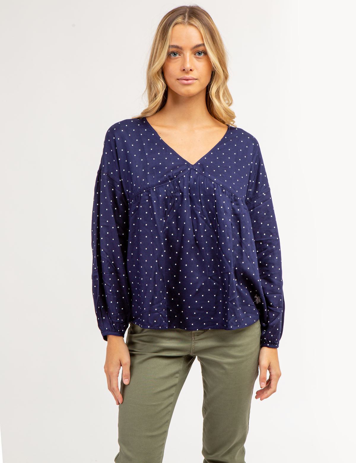 Dot Poetic V-Neck Blouse – Stylish Women's Top