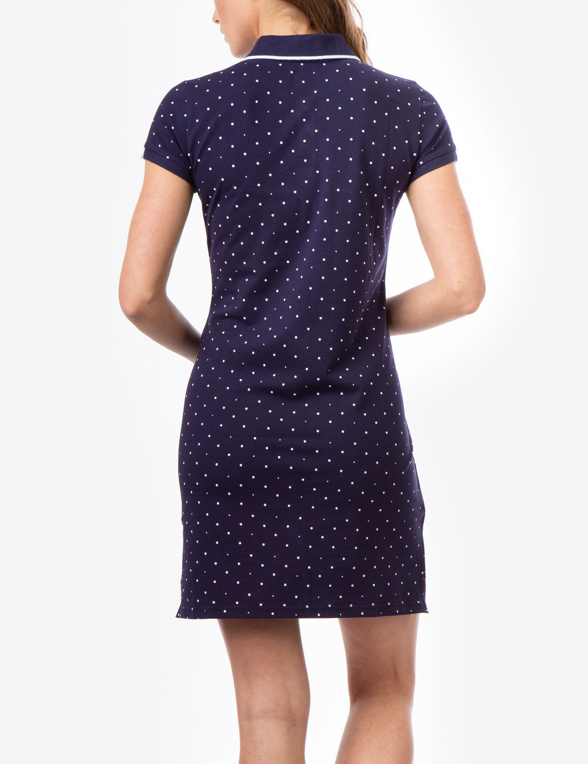 Polka Dot Polo Dress - Cotton Blend Embroidered Logo