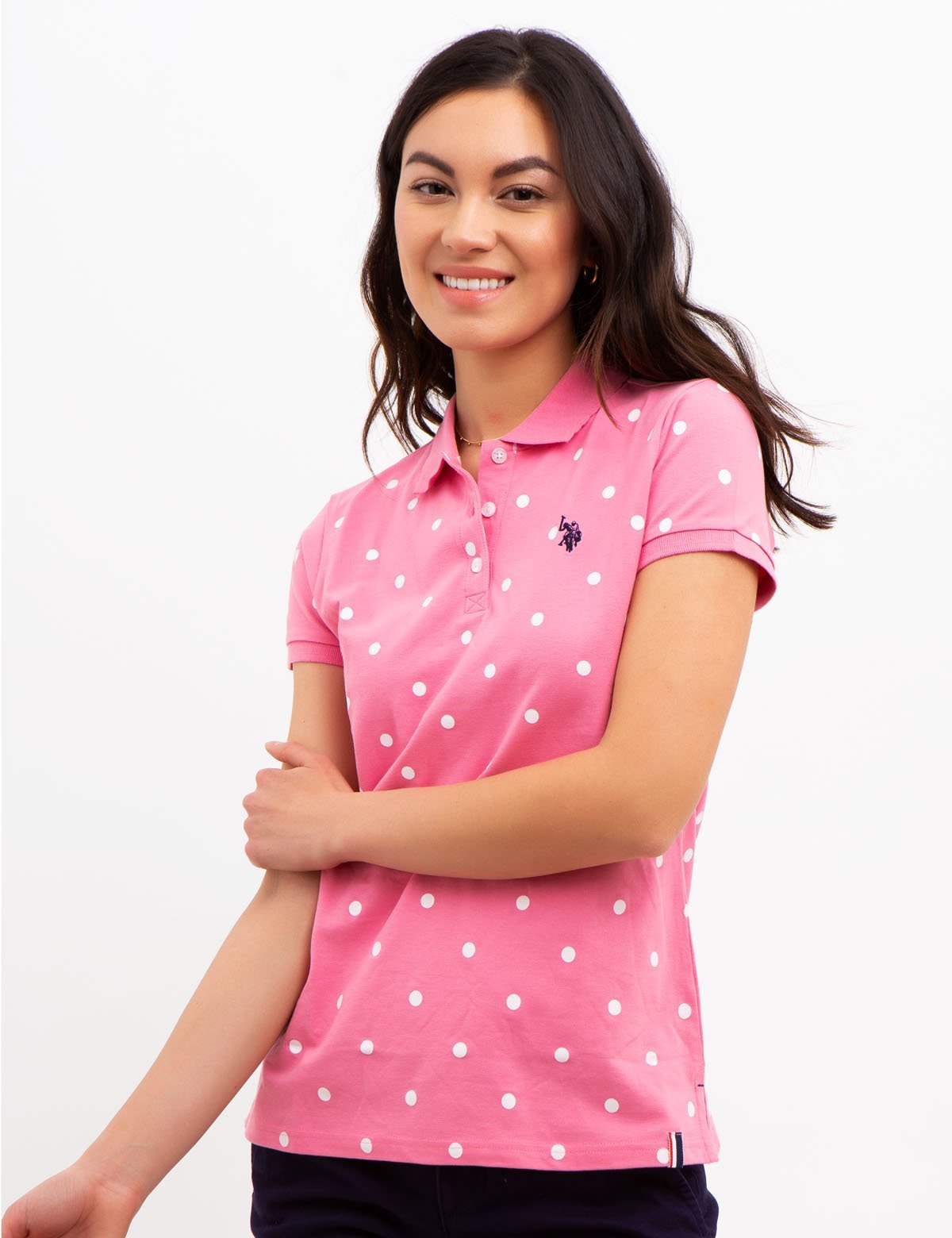 Men's Dot Print Polo Shirt - Cotton Blend Casual Tee