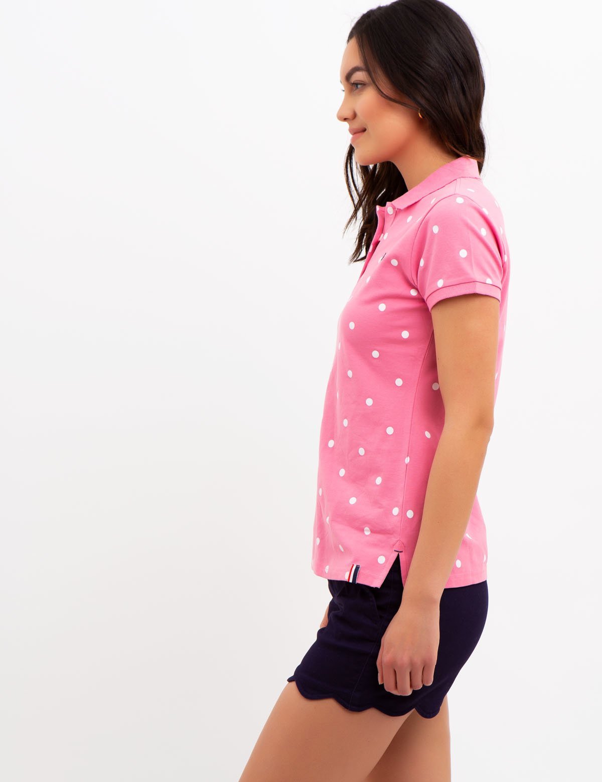 Men's Dot Print Polo Shirt - Cotton Blend Casual Tee