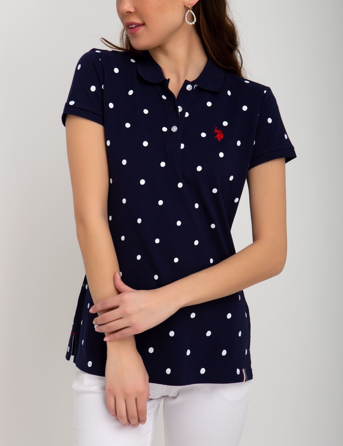 Men's Dot Print Polo Shirt - Cotton Blend Casual Tee