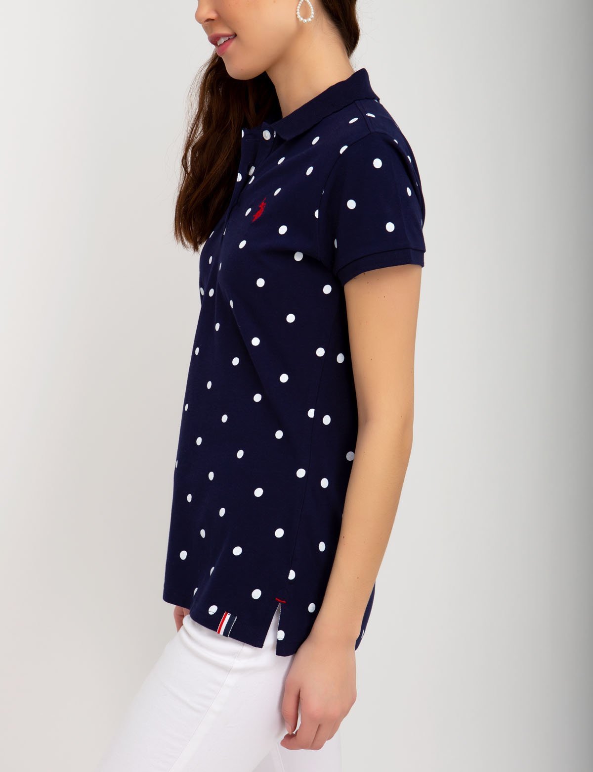Men's Dot Print Polo Shirt - Cotton Blend Casual Tee