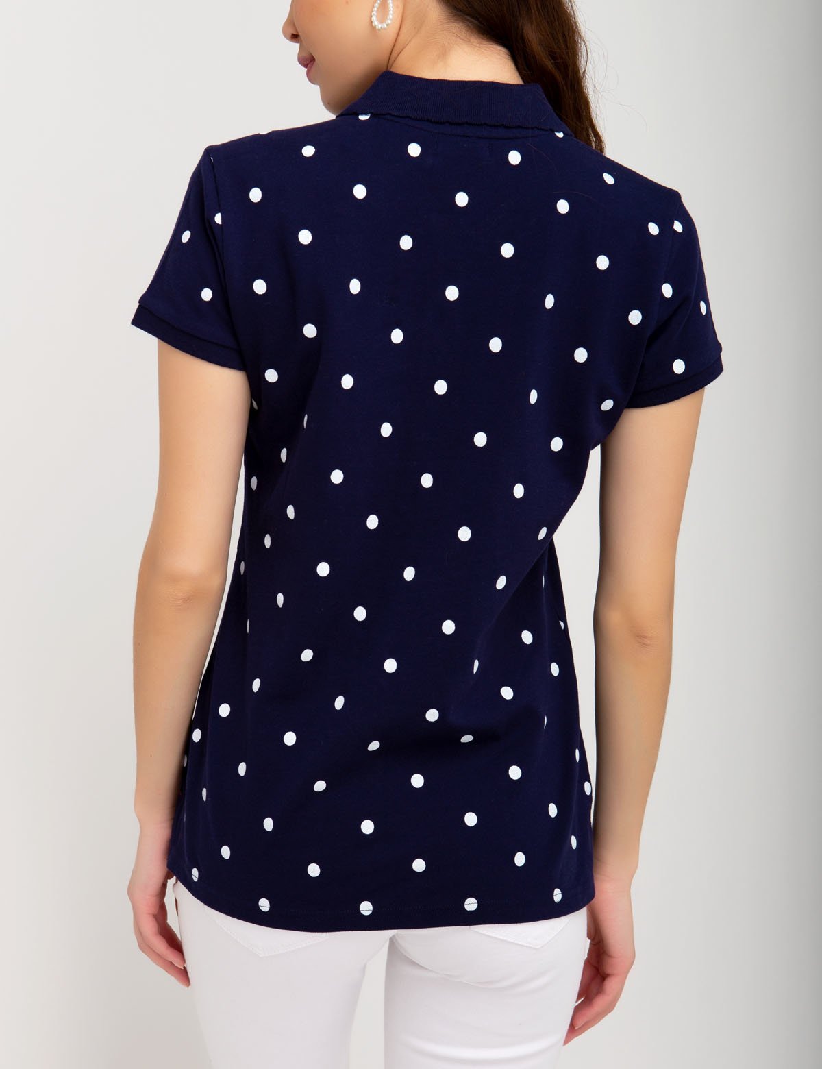 Men's Dot Print Polo Shirt - Cotton Blend Casual Tee