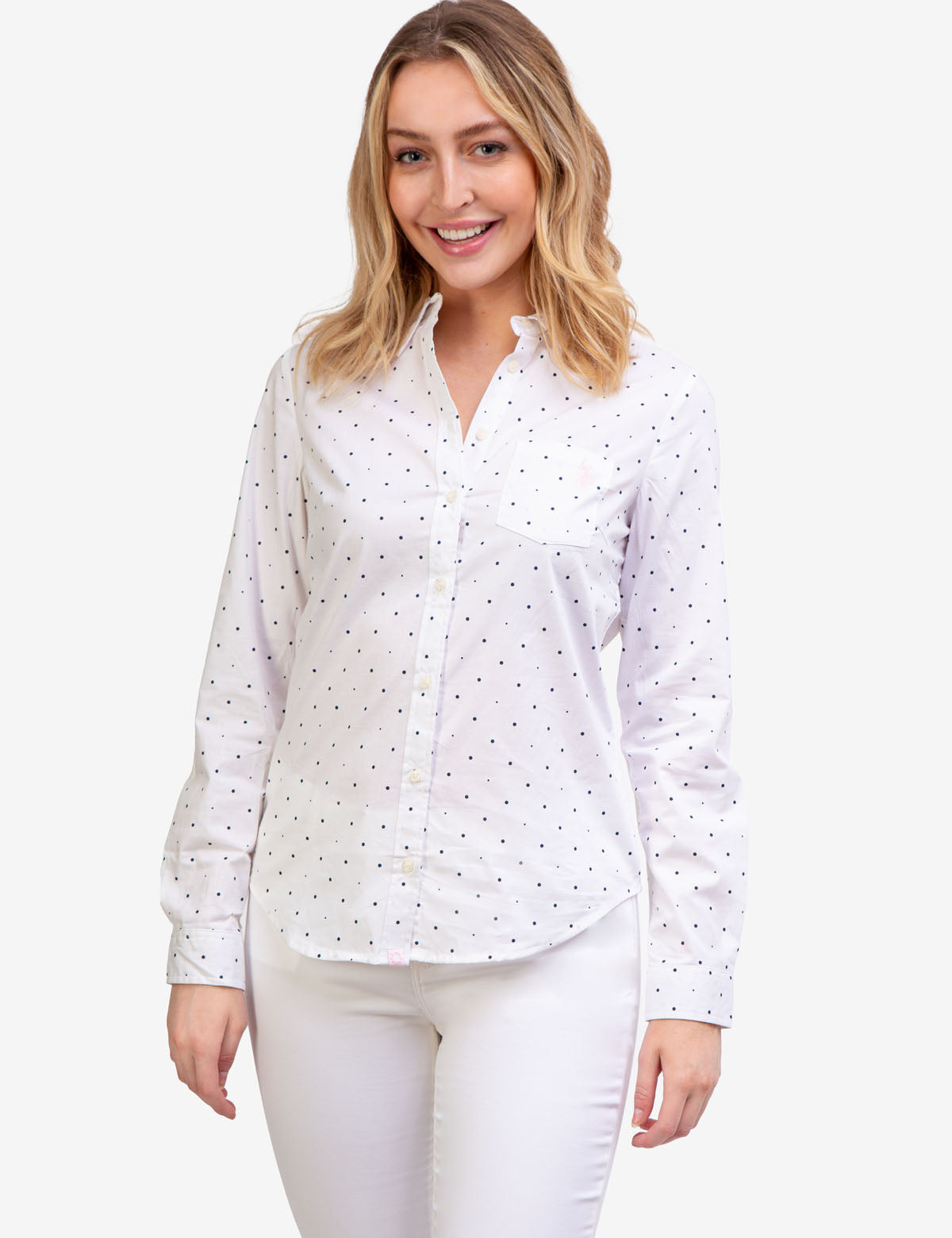 U.S. Polo Assn. Cotton Dot Print Long Sleeve Shirt