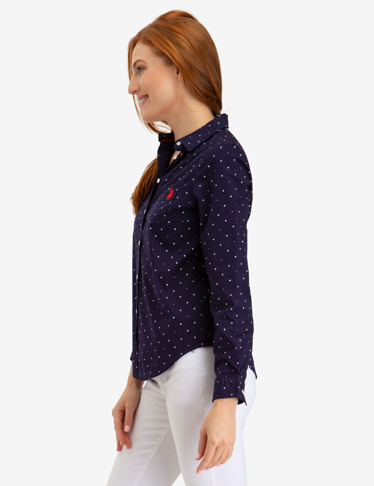 U.S. Polo Assn. Cotton Dot Print Long Sleeve Shirt