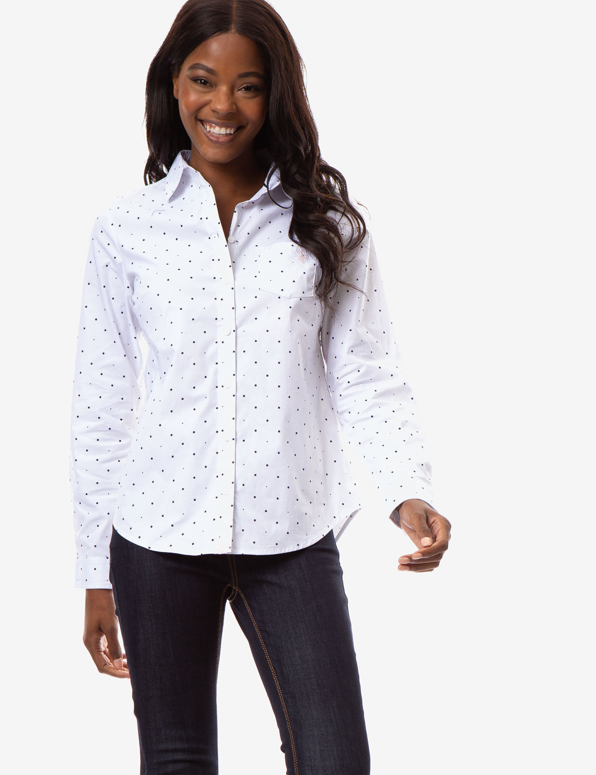 U.S. Polo Assn. Cotton Dot Print Long Sleeve Shirt
