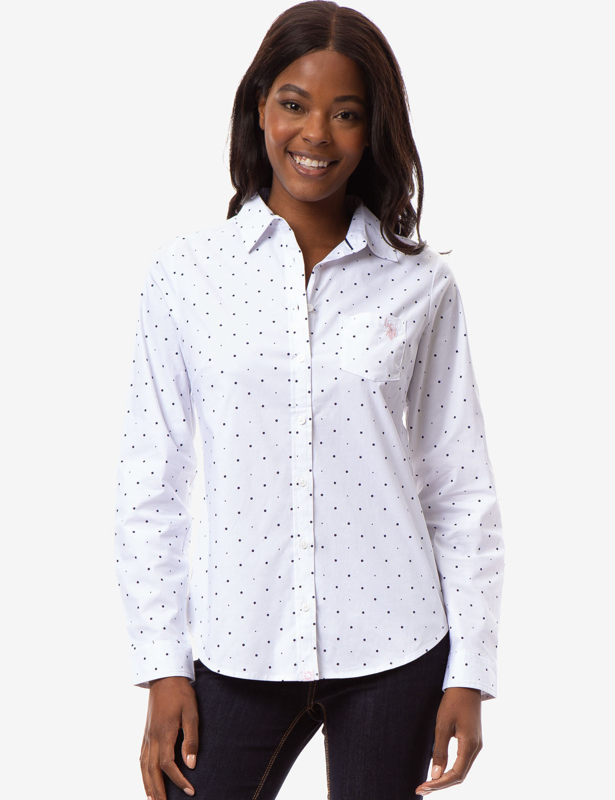 U.S. Polo Assn. Cotton Dot Print Long Sleeve Shirt