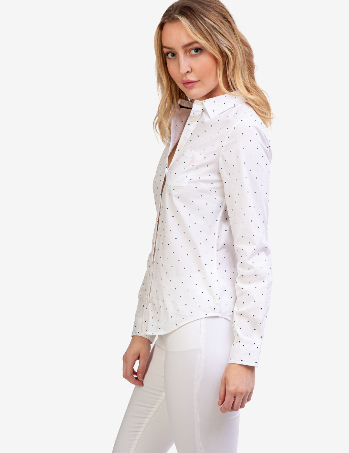 U.S. Polo Assn. Cotton Dot Print Long Sleeve Shirt