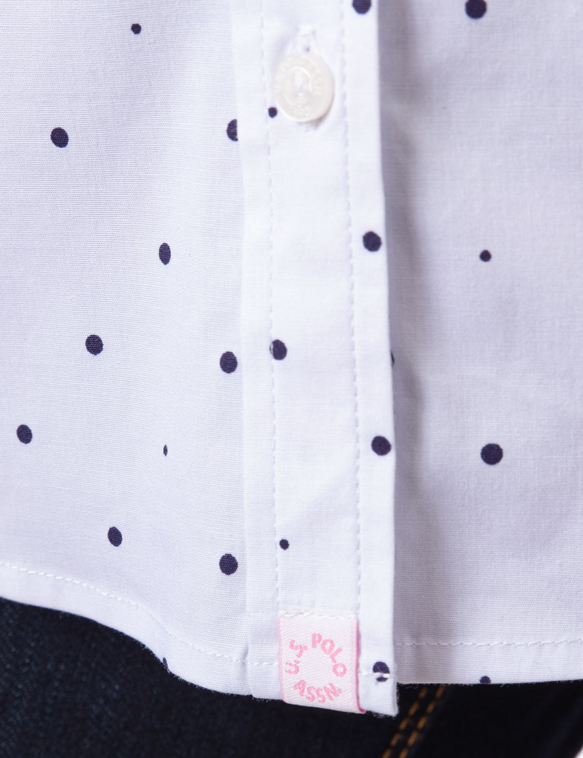 U.S. Polo Assn. Cotton Dot Print Long Sleeve Shirt