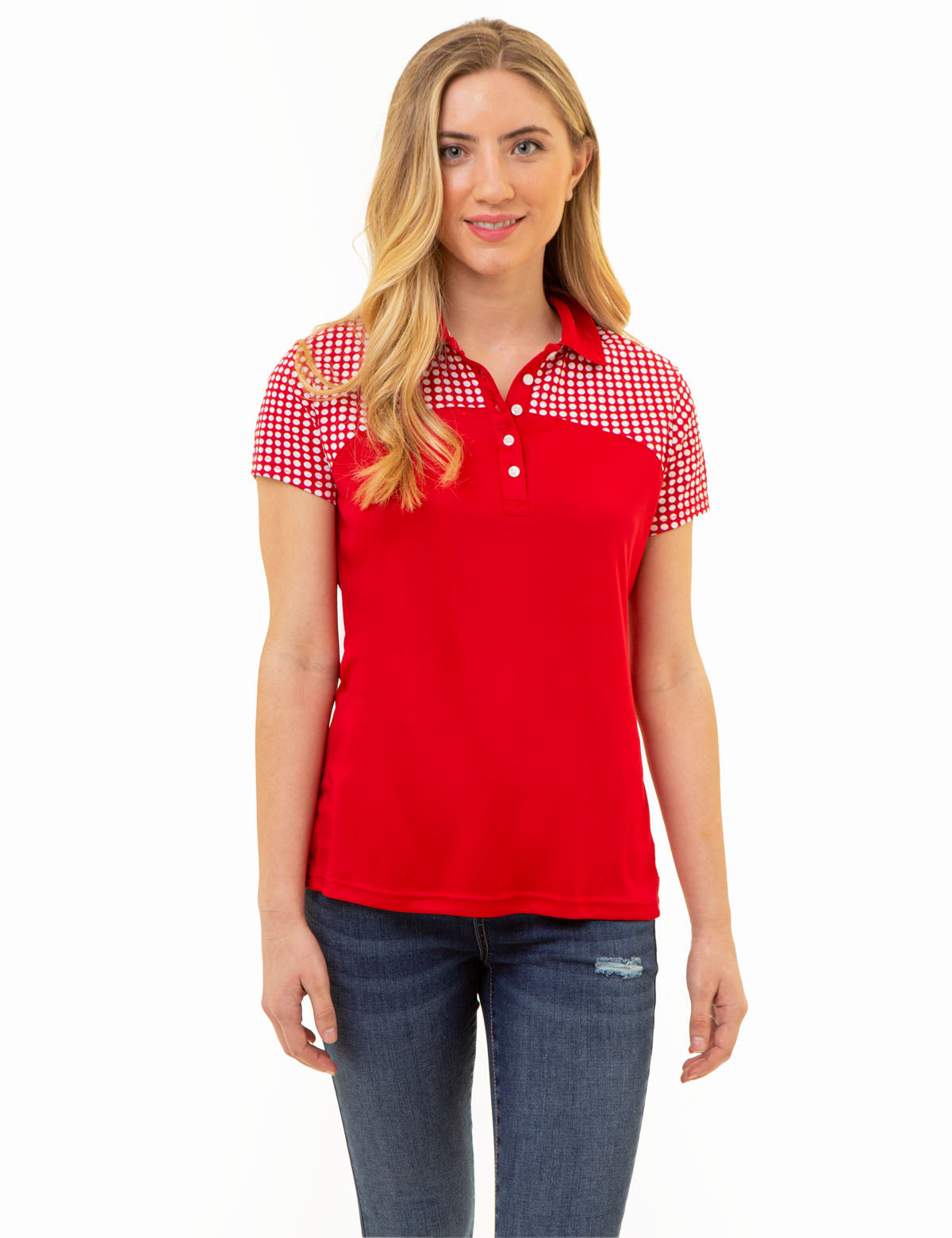 Men's Dot Print Colorblock Polo Shirt - Casual Stylish Top