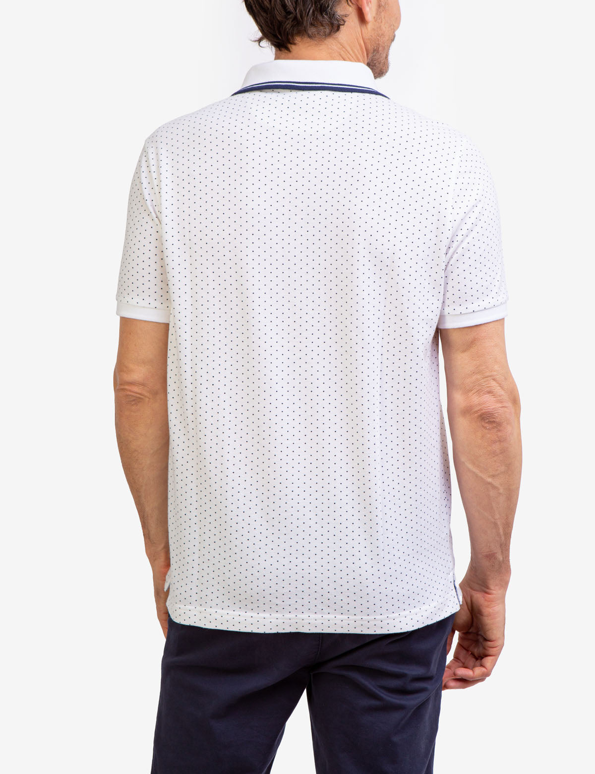 Men's Dot Print Polo Shirt - Breathable Cotton with Vented Sides