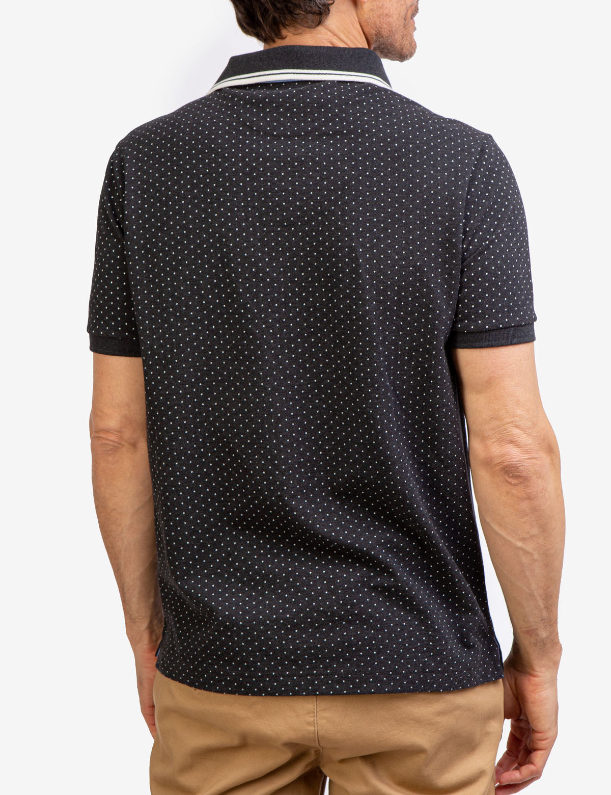 Men's Dot Print Polo Shirt - Breathable Cotton with Vented Sides