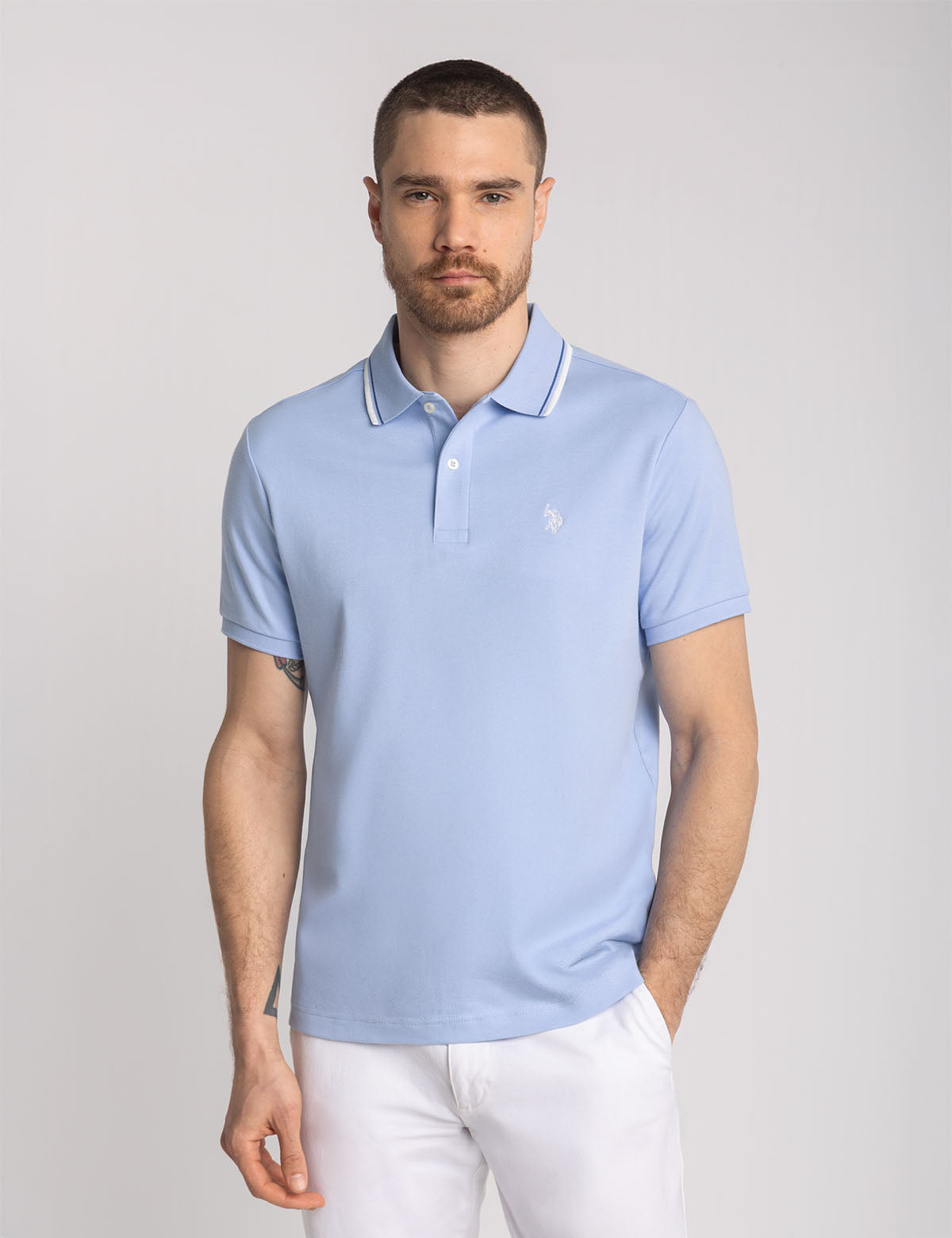 Men's Slim Fit Cotton Polo Shirt with Embroidered Logo