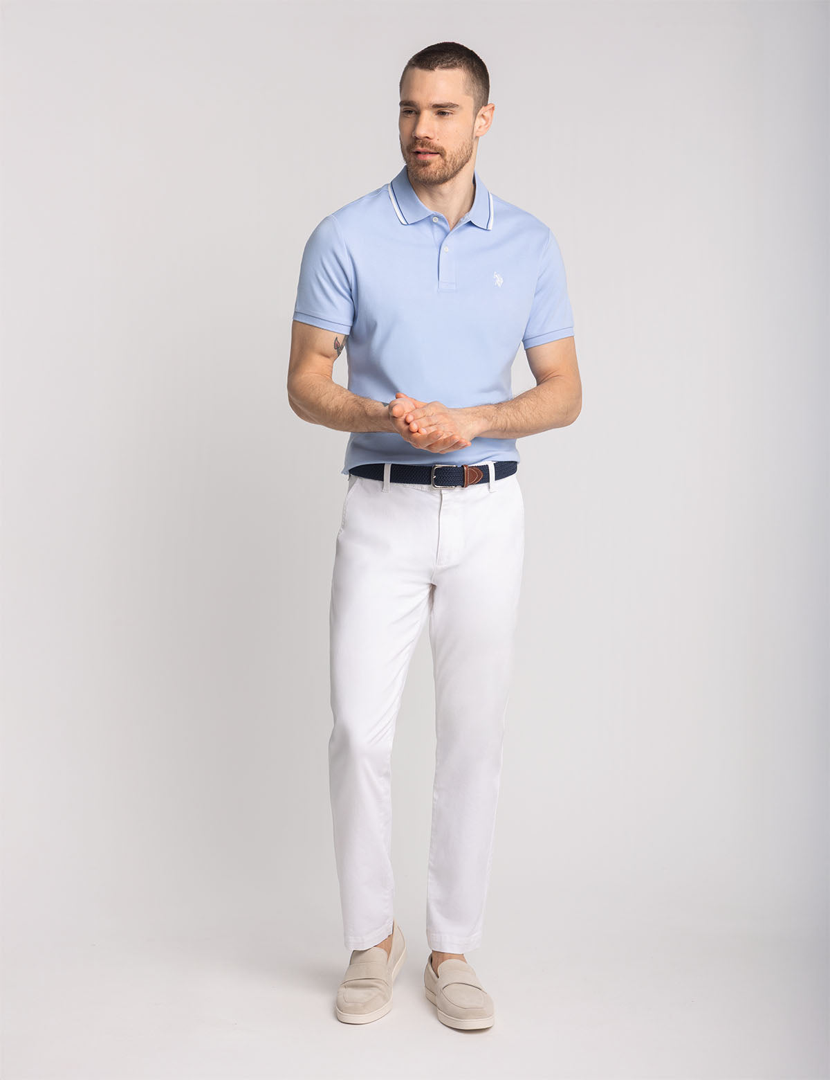 Men's Slim Fit Cotton Polo Shirt with Embroidered Logo