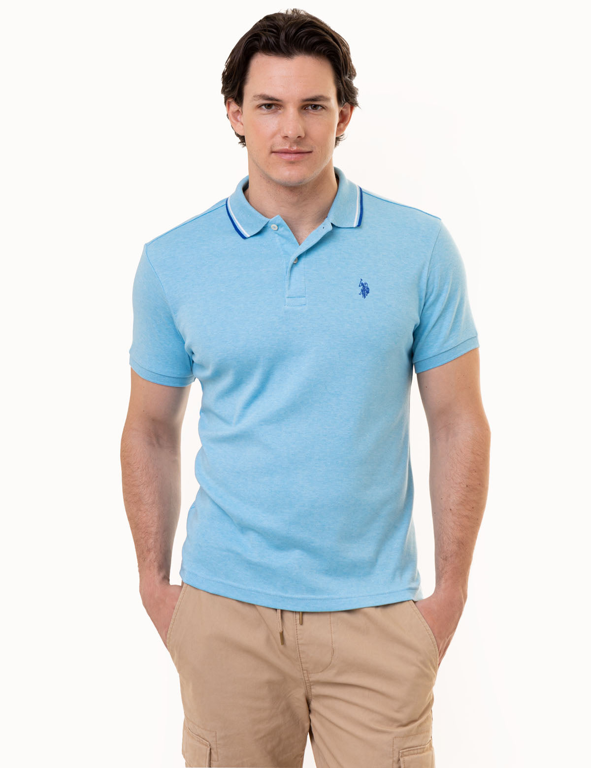 Men's Slim Fit Cotton Polo Shirt with Embroidered Logo