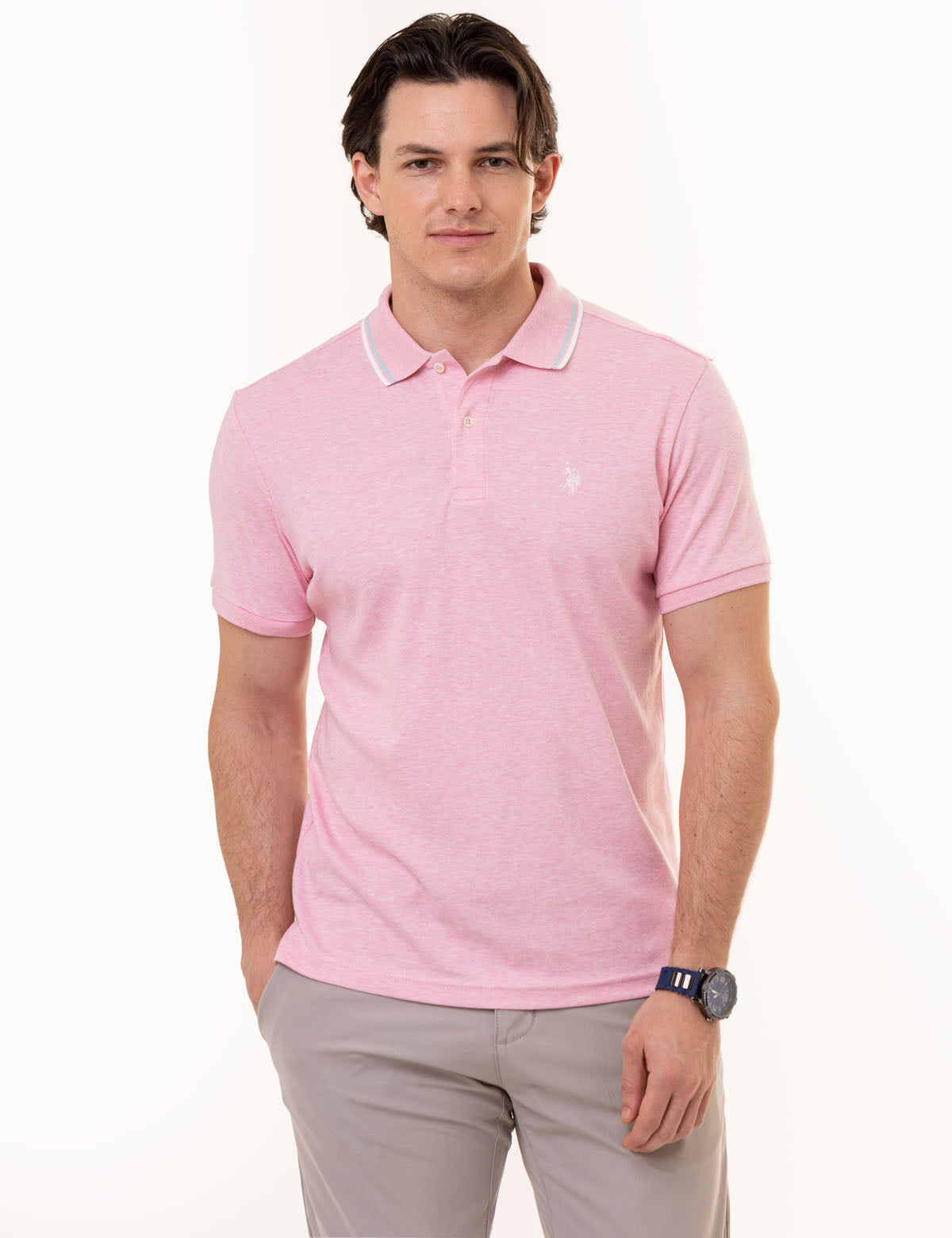 Men's Slim Fit Cotton Polo Shirt with Embroidered Logo