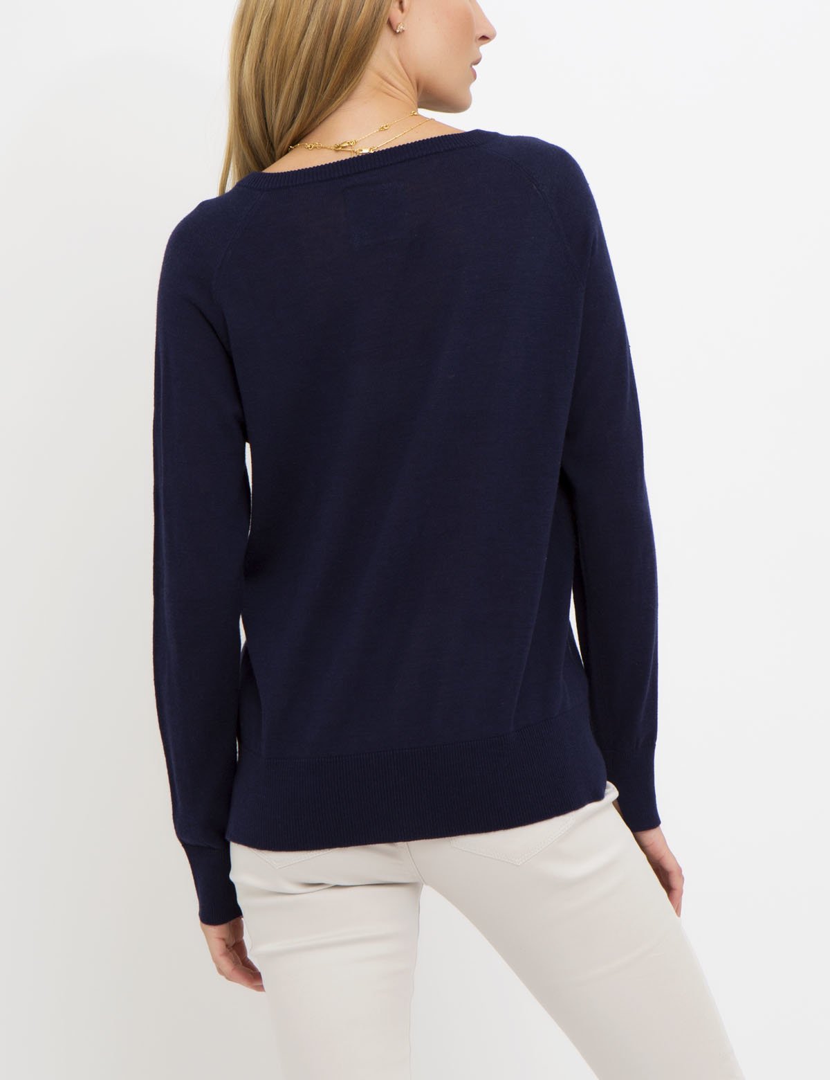 Women's Dot Print V-Neck Sweater - 100% Acrylic Knit Pullover