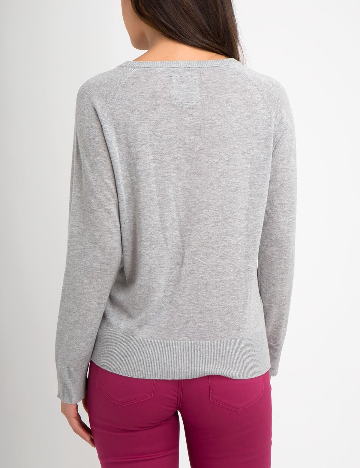 Women's Dot Print V-Neck Sweater - 100% Acrylic Knit Pullover