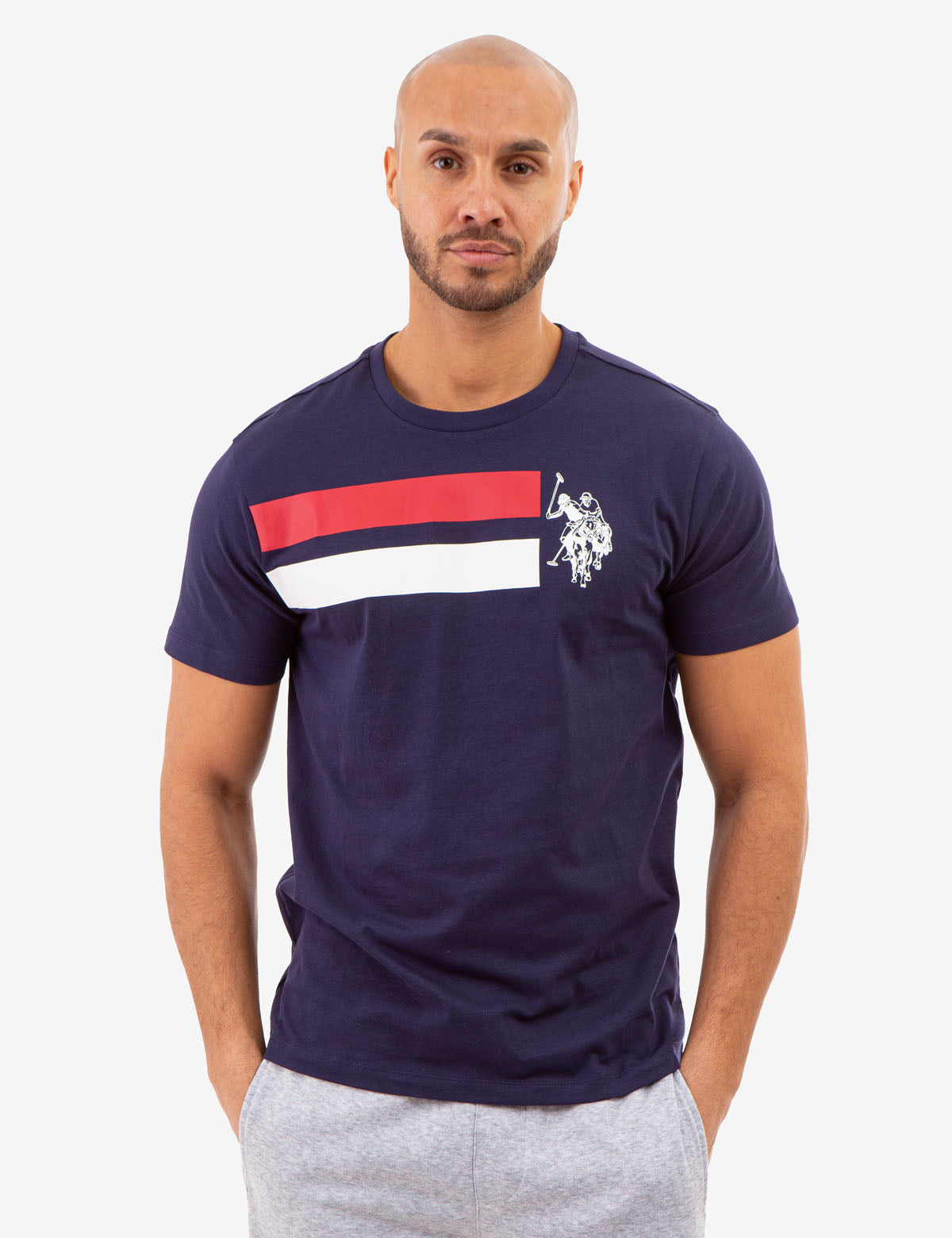 Double Line Graphic Logo T-Shirt - Stylish Casual Tee