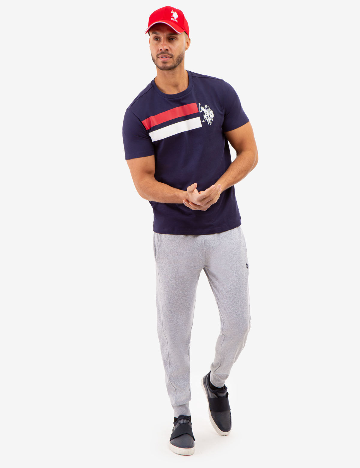 Double Line Graphic Logo T-Shirt - Stylish Casual Tee