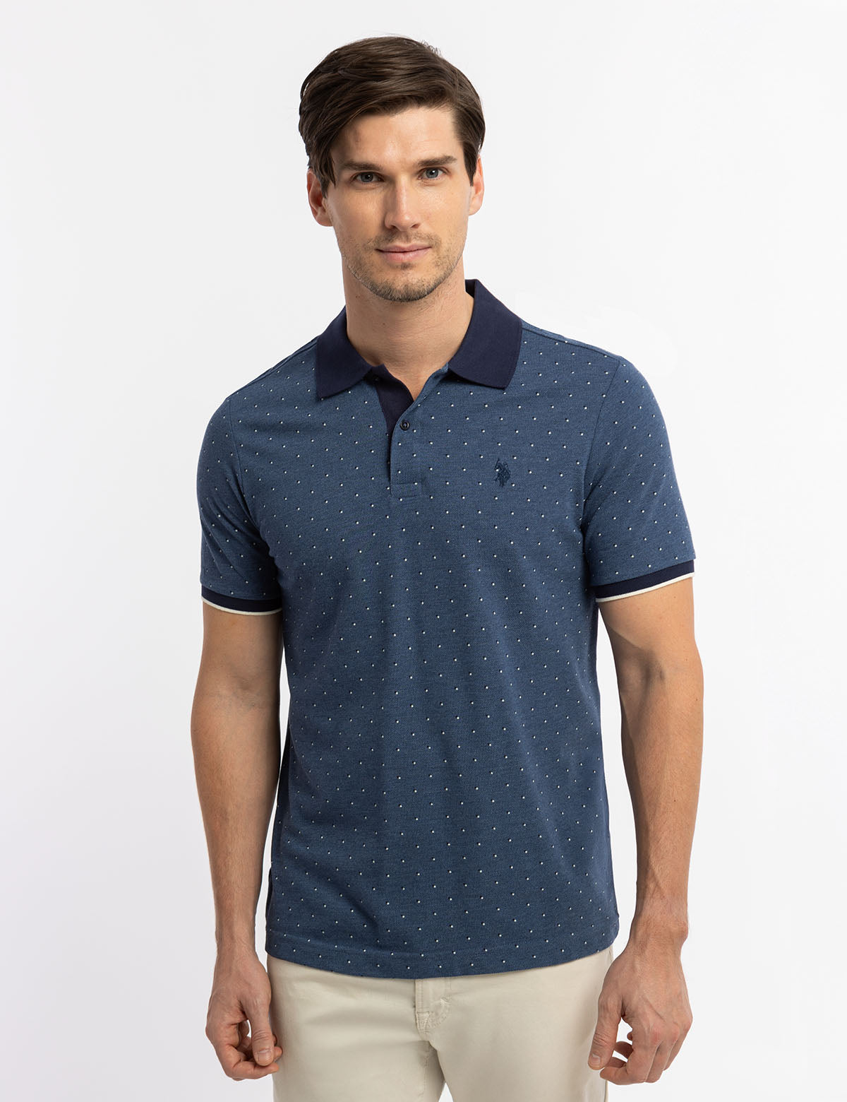 Double Square Dot Piqué Polo Shirt for Men – Stylish Casual Wear