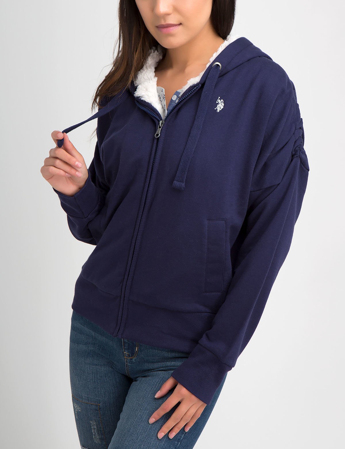 Men's Drop Shoulder Hoodie with Zipper & Embroidered Logo