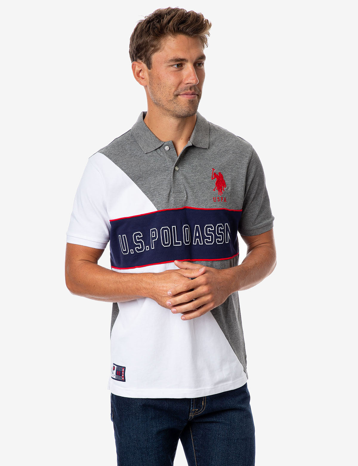 US Polo Assn Embroidered Logo Colorblock Polo Shirt for Men